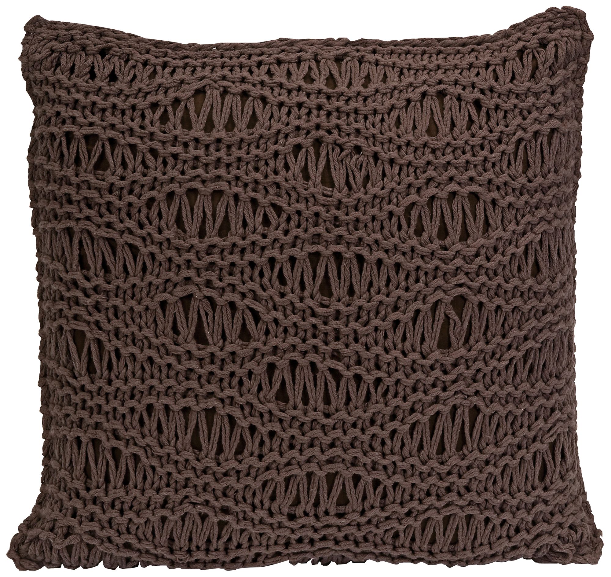 Satoria 16" Square Chocolate Crochet Throw Pillow
