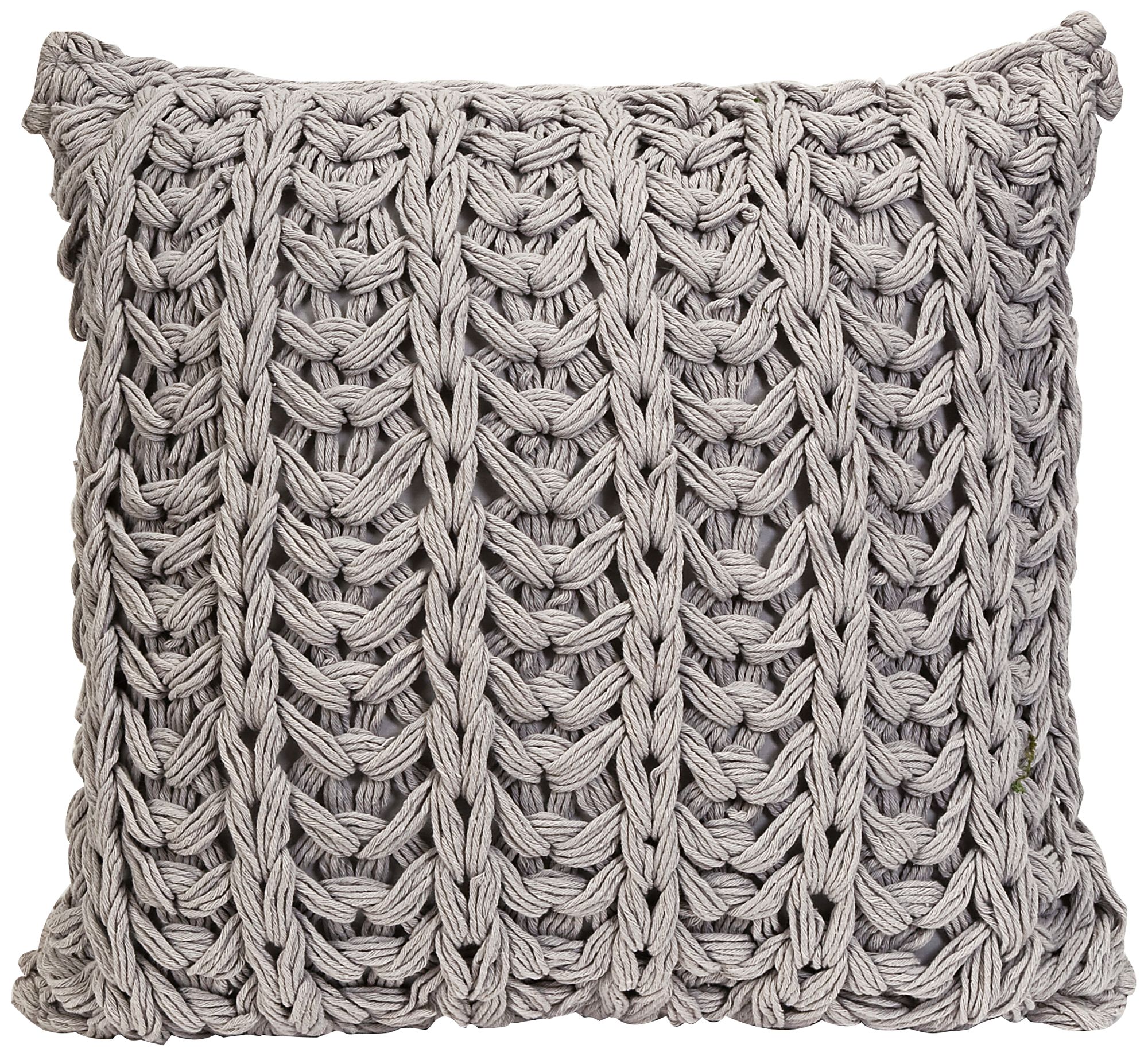 Hadley 16" Square Grey Crochet Throw Pillow
