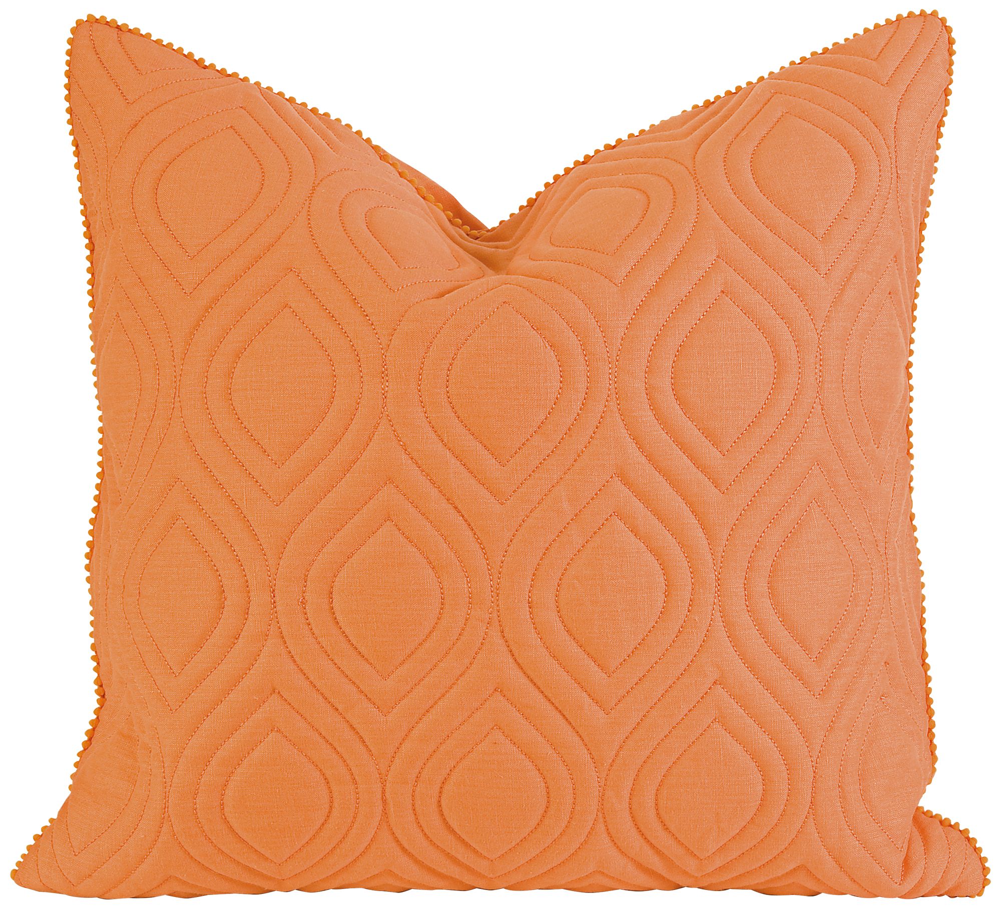 Kavita 22" Square Quilted Orange Linen Throw Pillow