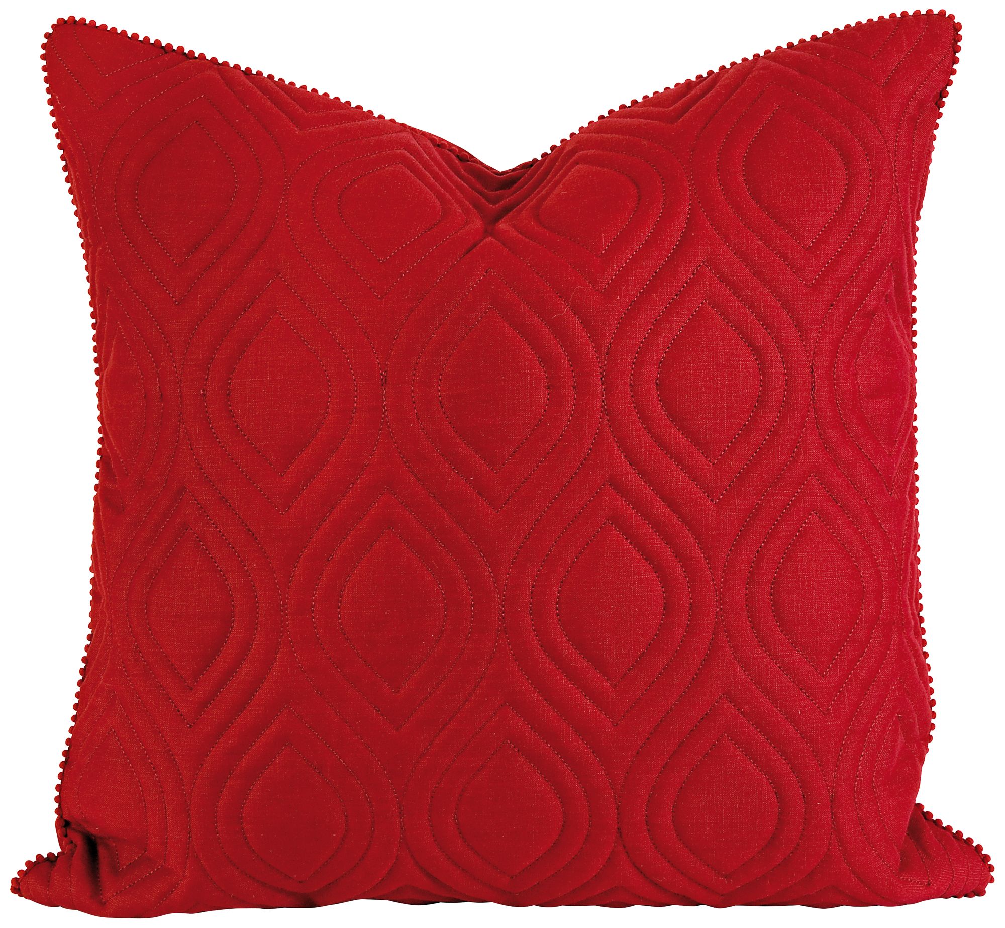 Kavita 22" Square Quilted Red Linen Throw Pillow