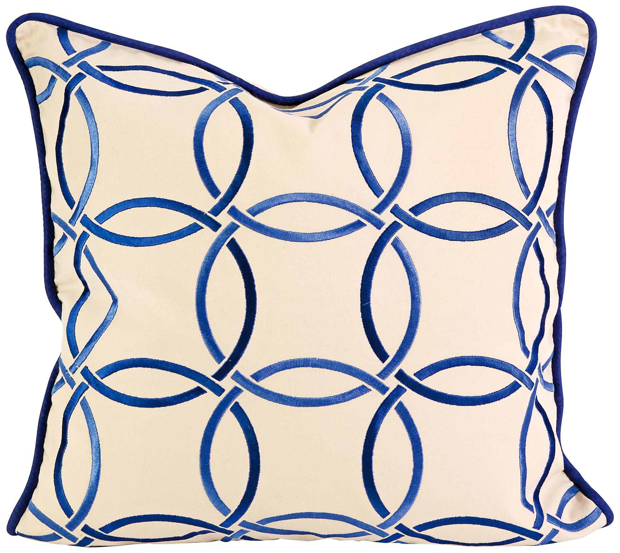 Catina 18" Square Blue Embroidered Blue Throw Pillow
