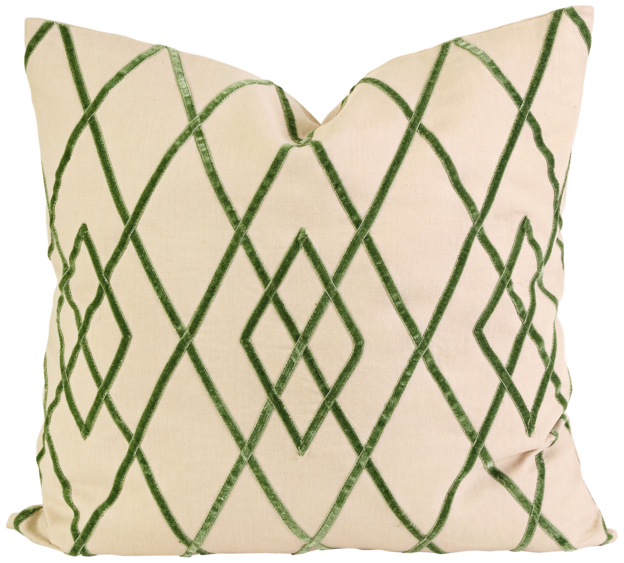 Ayaka 22" Square Green Velvet on Linen Throw Pillow