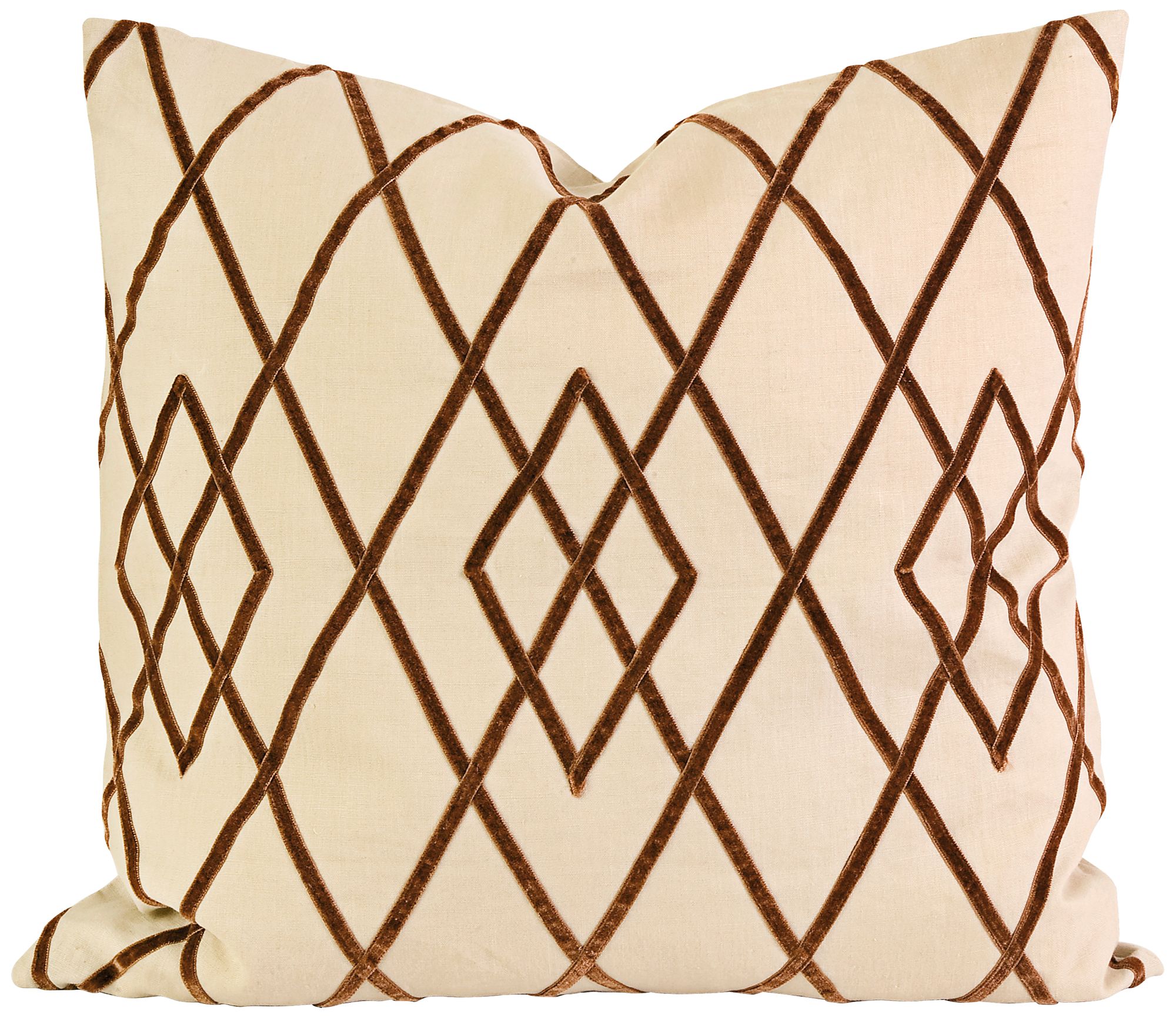 Ayaka 22" Square Brown Velvet on Linen Throw Pillow