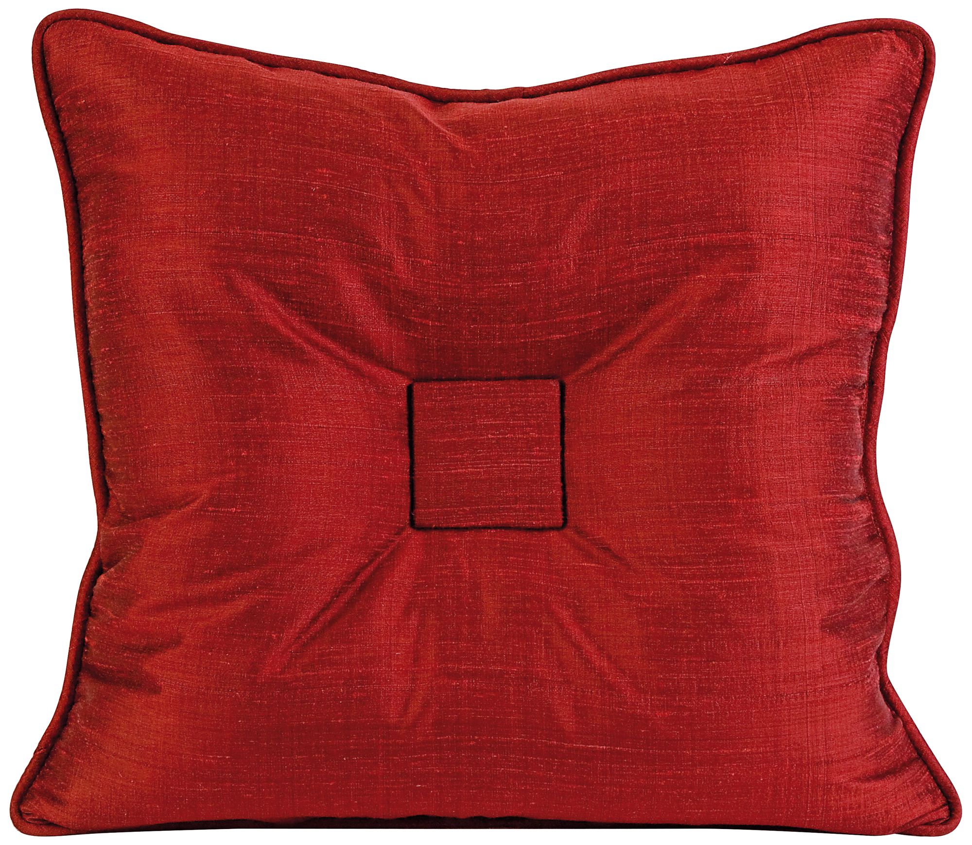 Paola 19" Square Tufted Thai Silk Red Throw Pillow