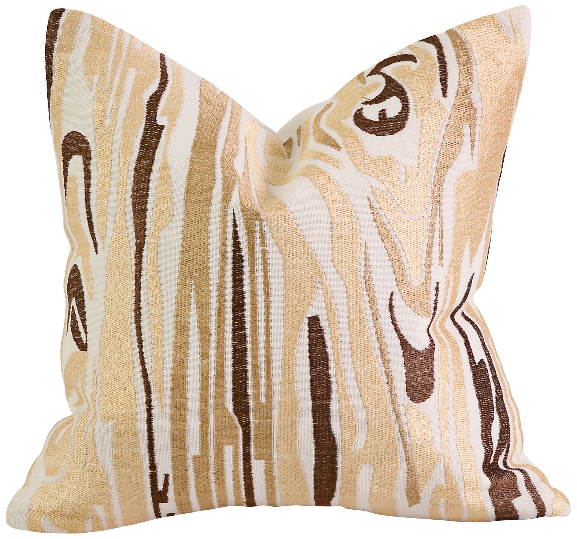 Idrissa 12" Square Cream and Brown Throw Pillow