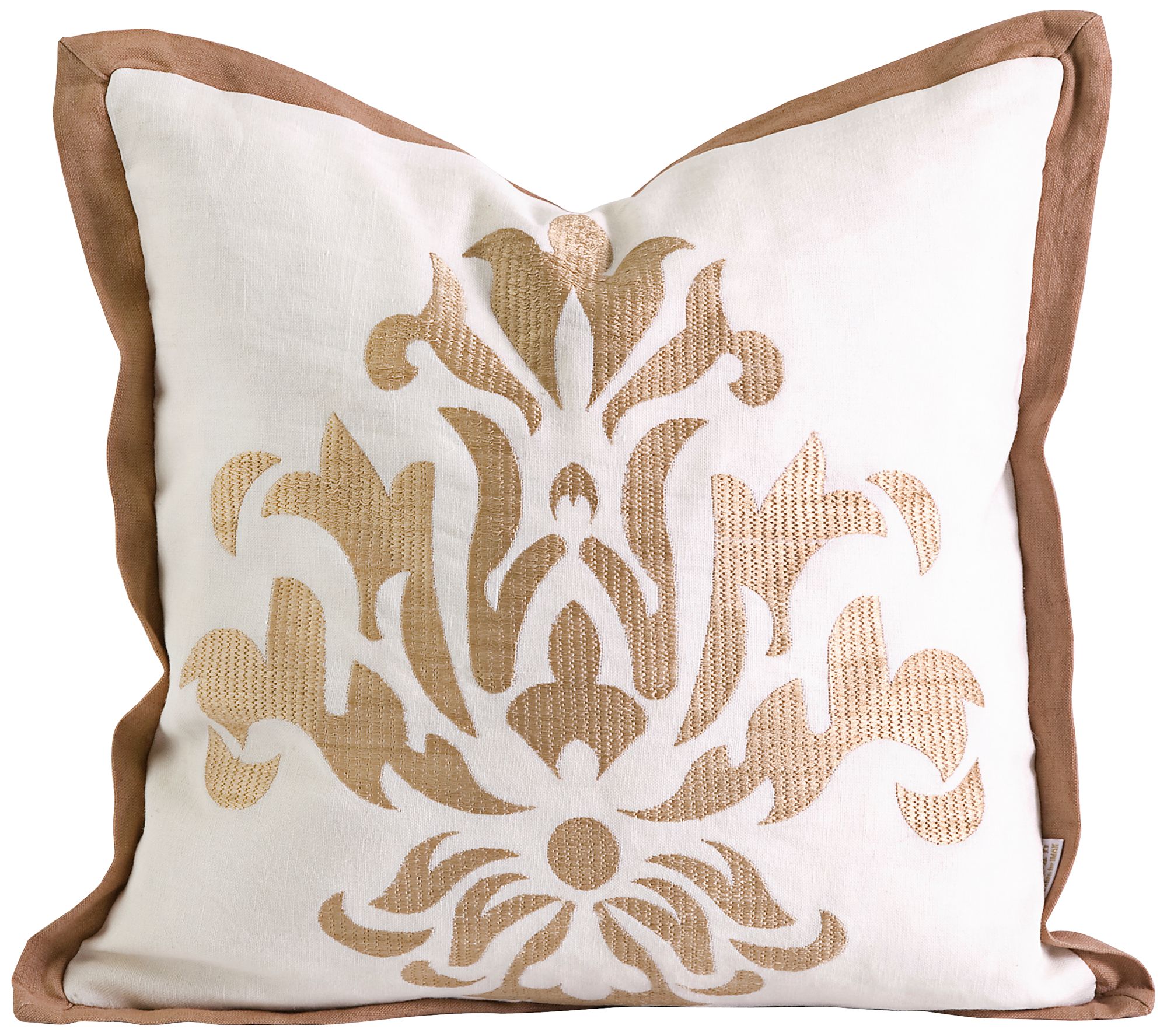 Kassa 14" Square Embroidered Damask Throw Pillow