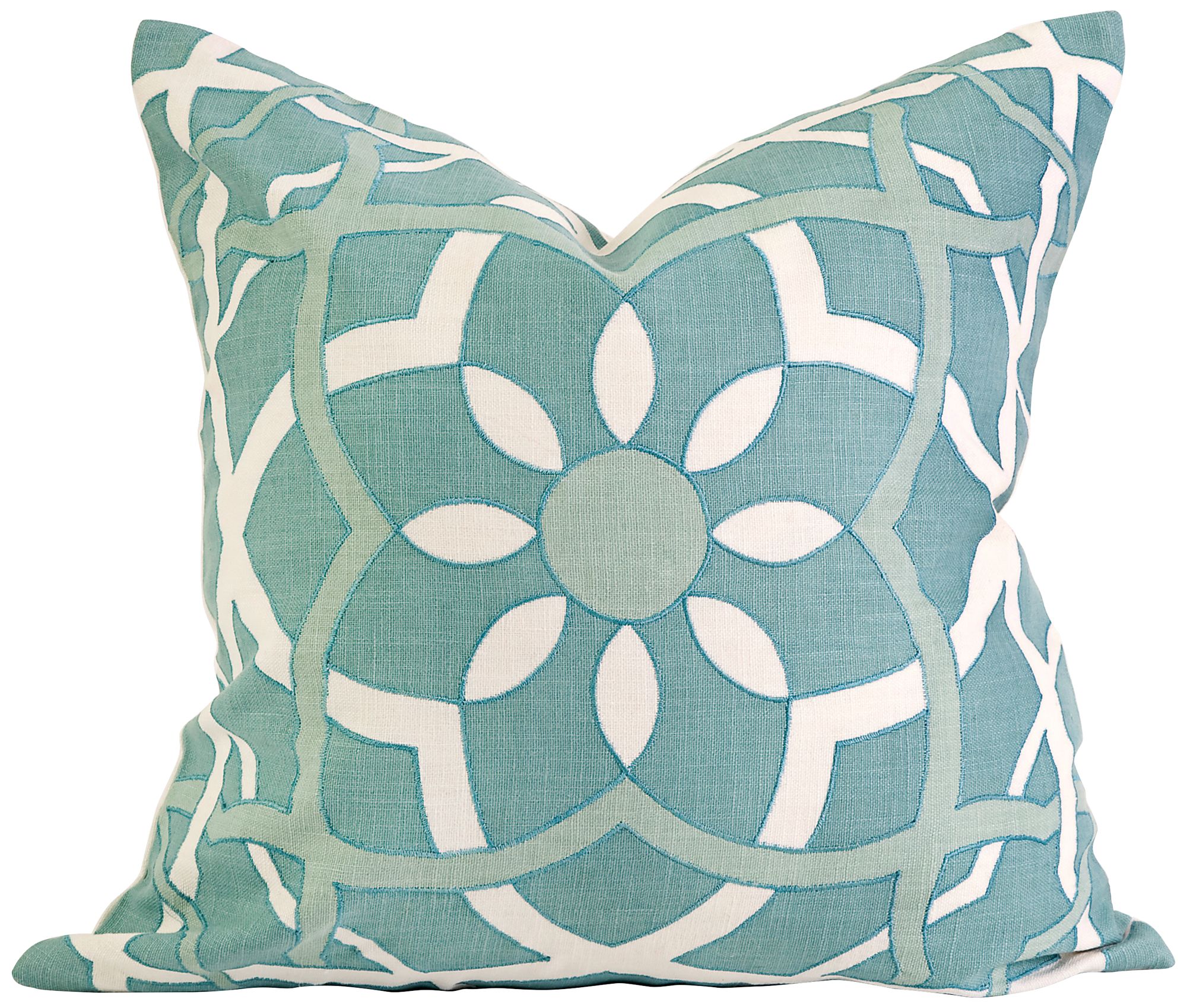 Lomasi 18" Square Embroidered Turquoise Throw Pillow