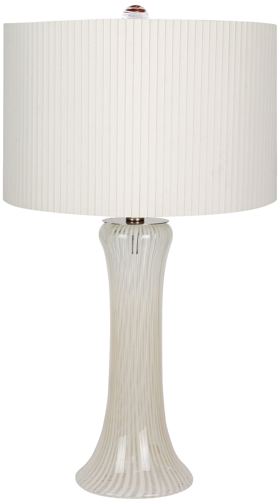Aestheto Ivory Striped Glass White Shade Table Lamp