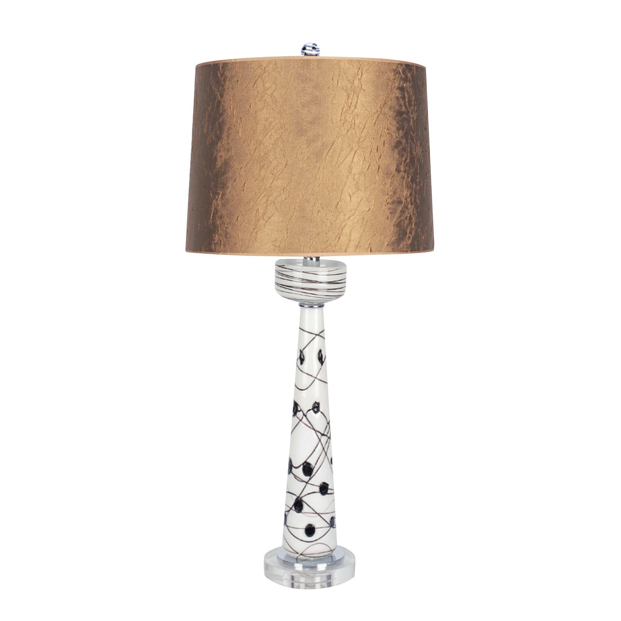 Alexandria White Glass And Crystal Contemporary Table Lamp