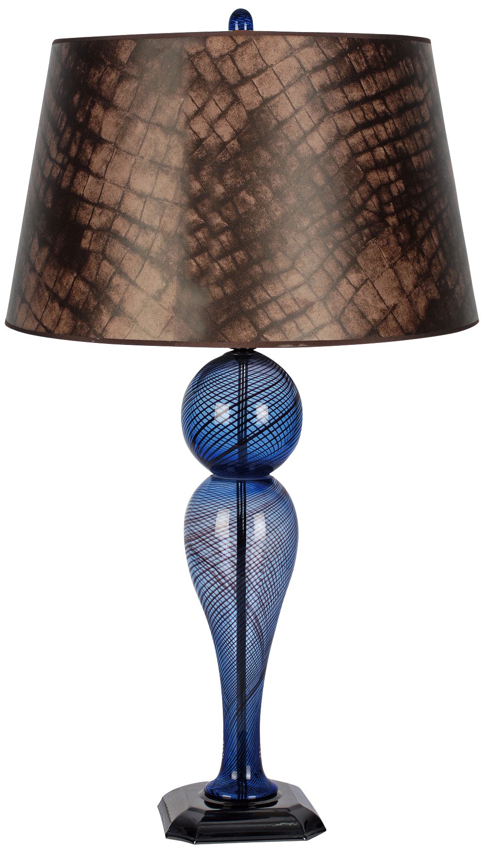 Duchess Blue Glass with Brown Shade Table Lamp