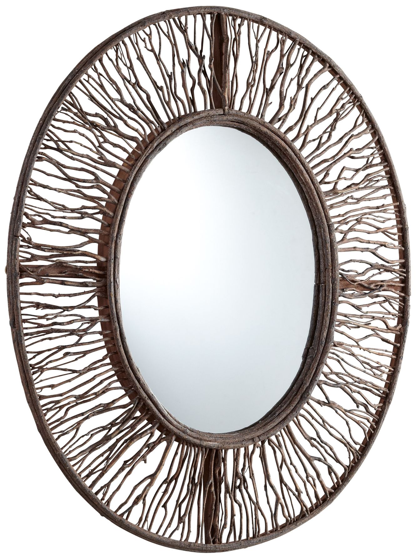 Rossi 34" High Wood Branch Oval Wall Mirror