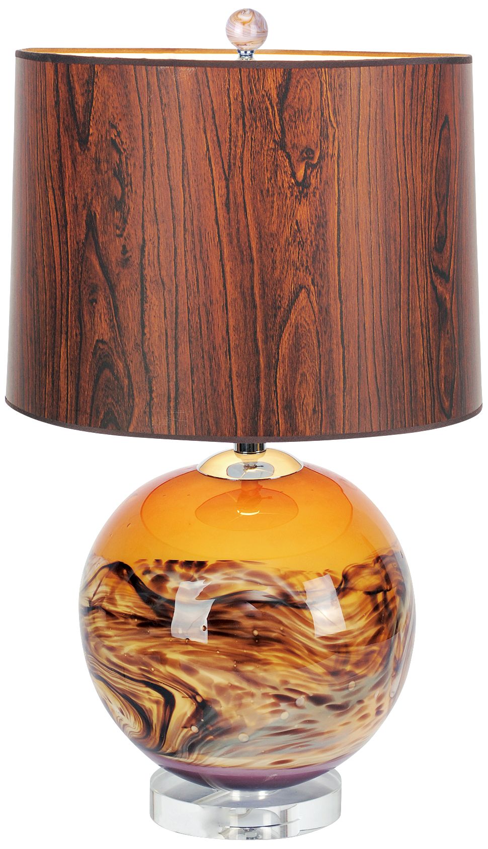 Mirage Horizon Glass Chrome and Crystal Table Lamp
