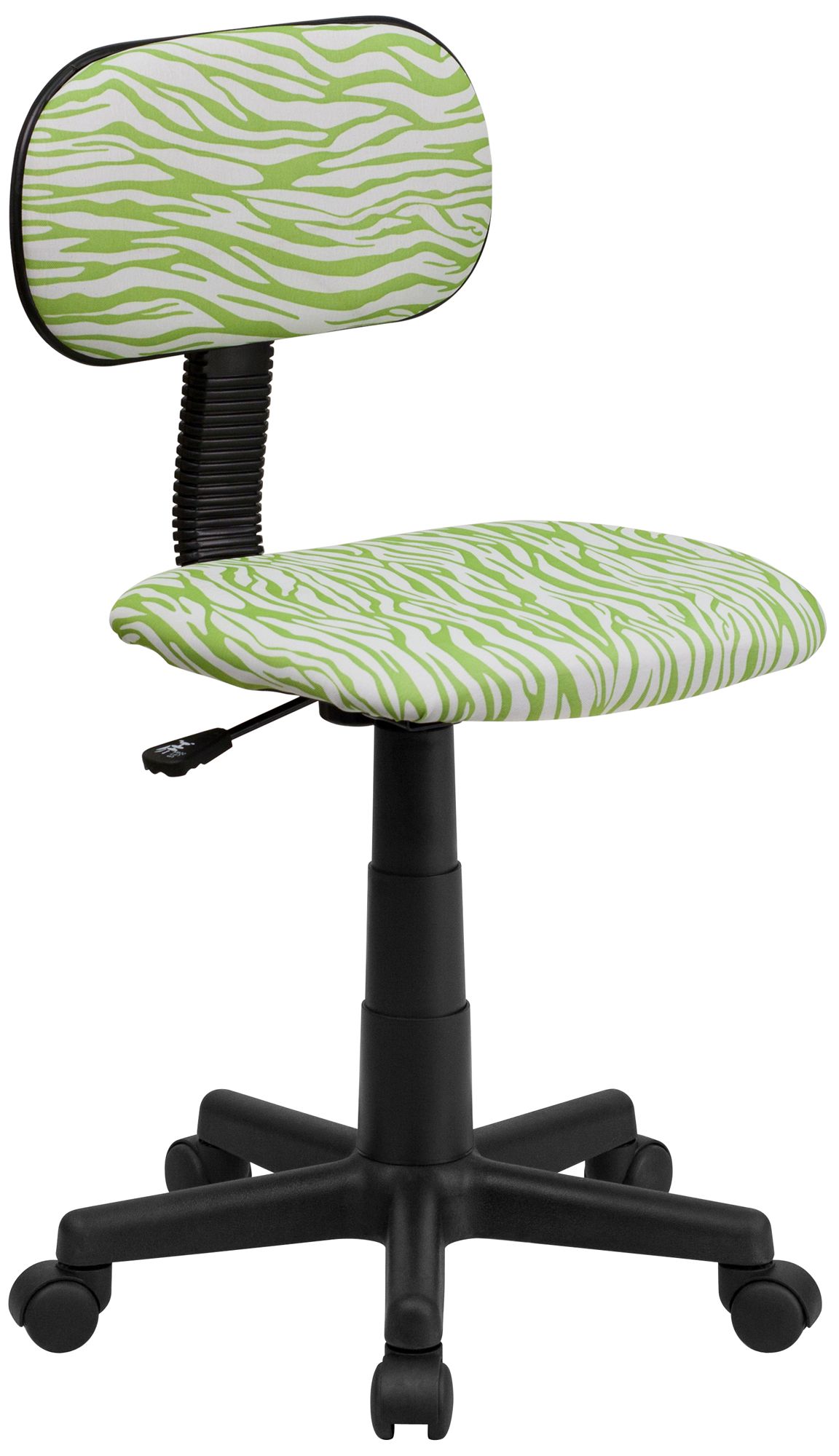 Armless Green and White Zebra Print Computer Chair