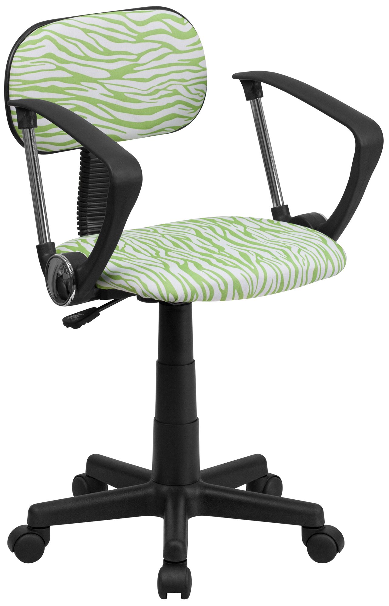 Green and White Zebra Print Computer Chair
