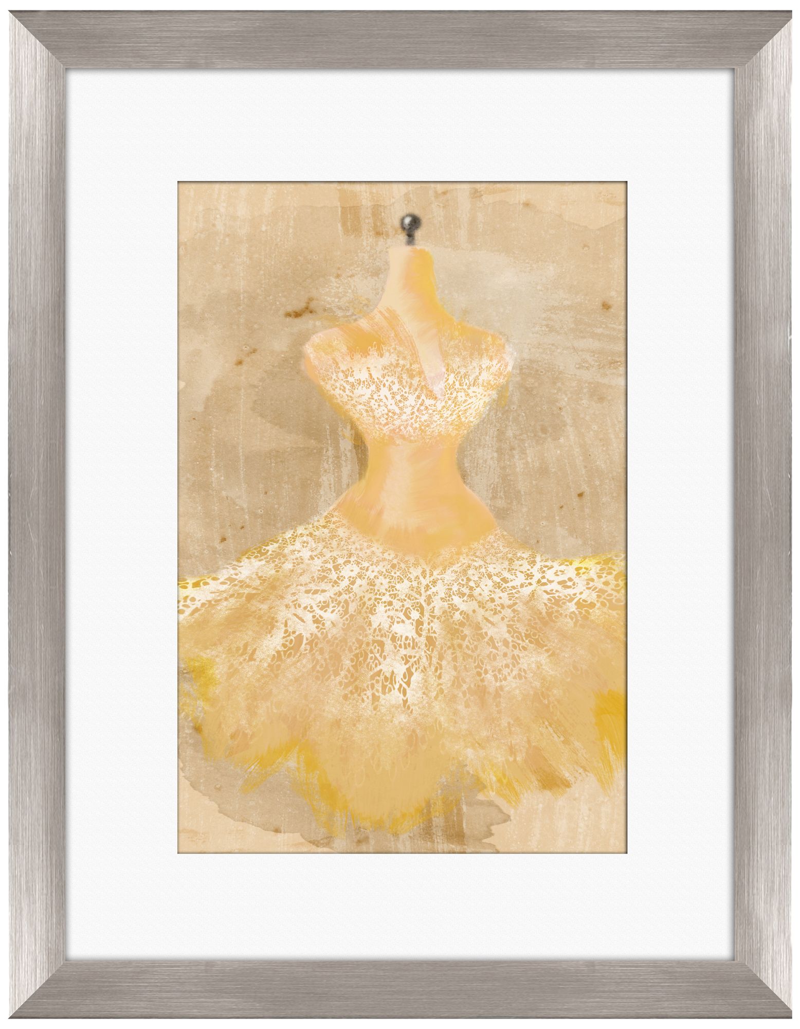 Yellow Couture Fashion 18" Framed Wall Art