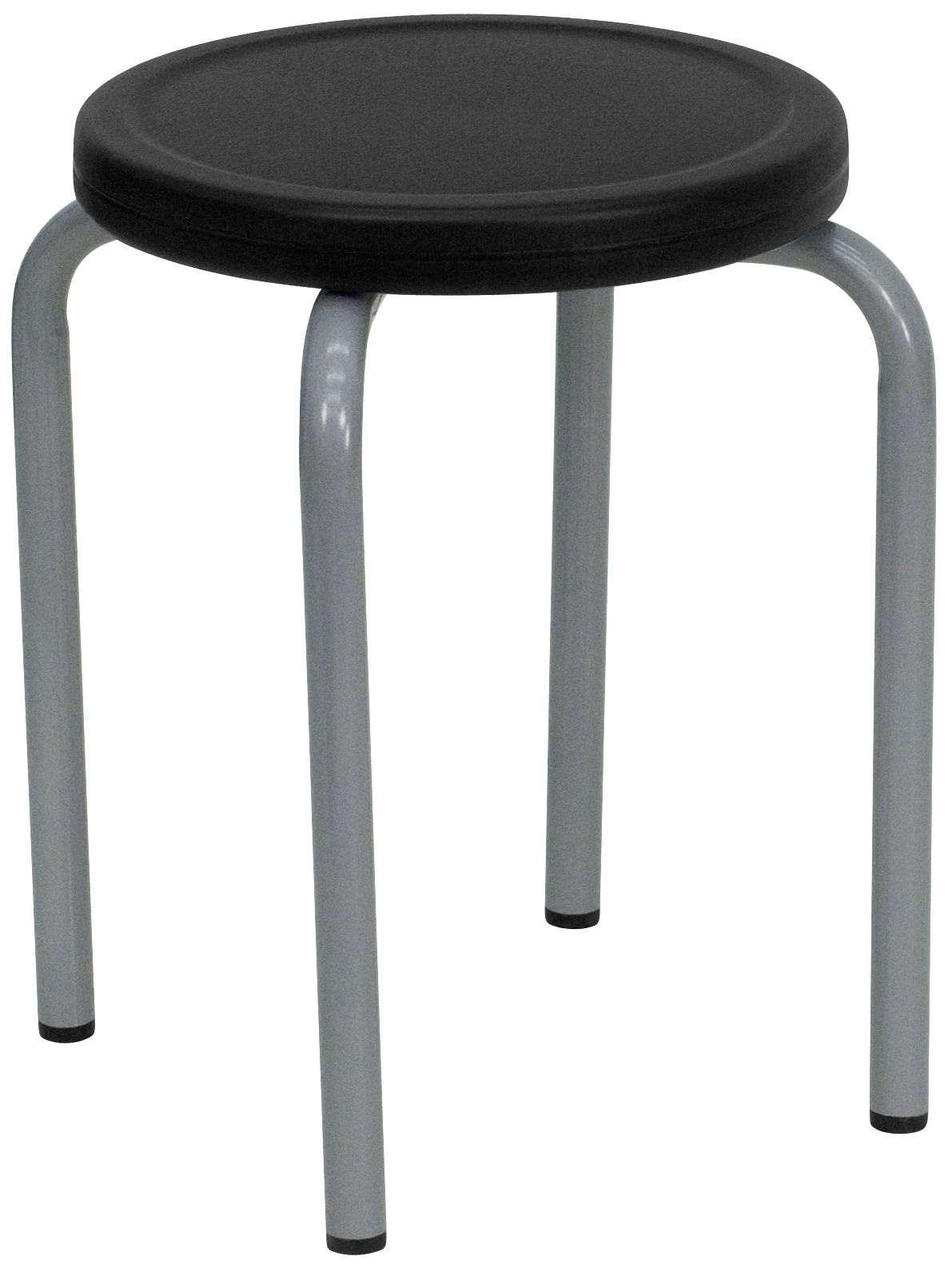 4-Leg Backless Black and Silver Stool