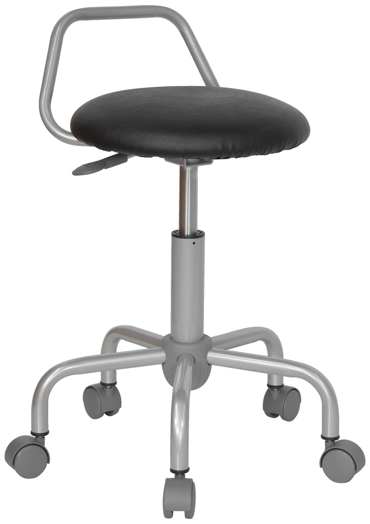 Ergonomic Silver and Black Stool