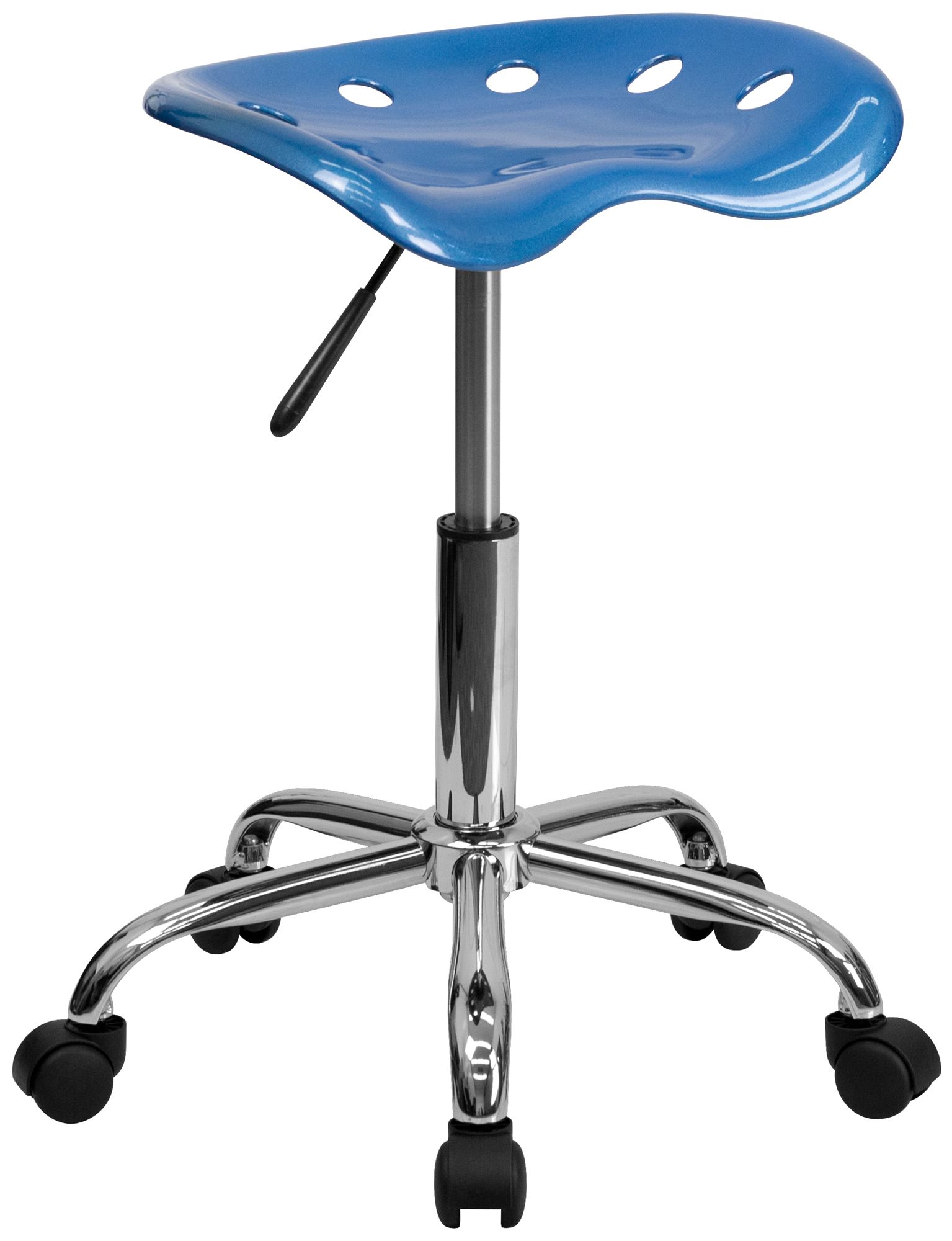 Adjustable Tractor Seat Chrome and Bright Blue Stool