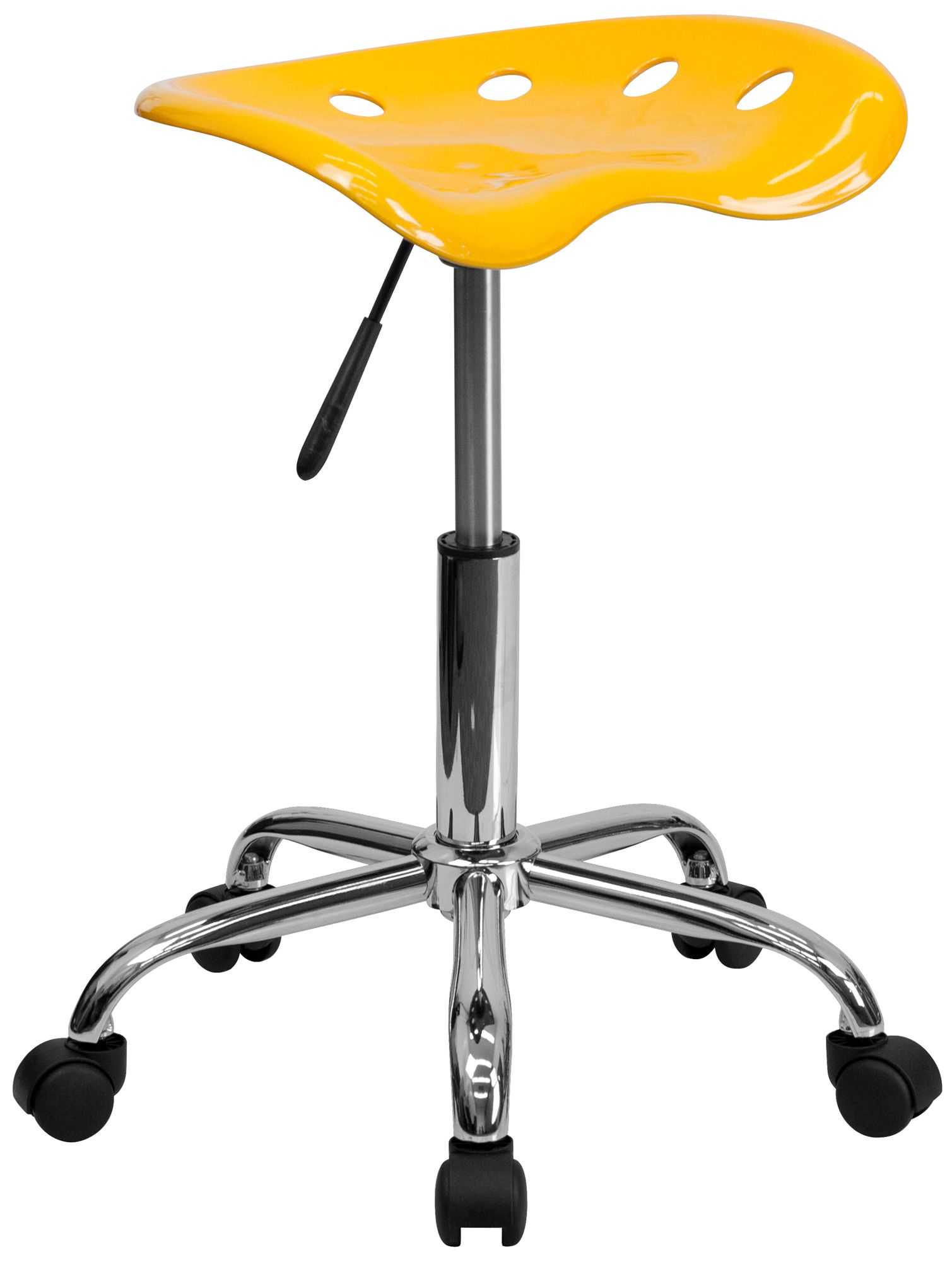 Adjustable Tractor Chrome and Orange-Yellow Stool