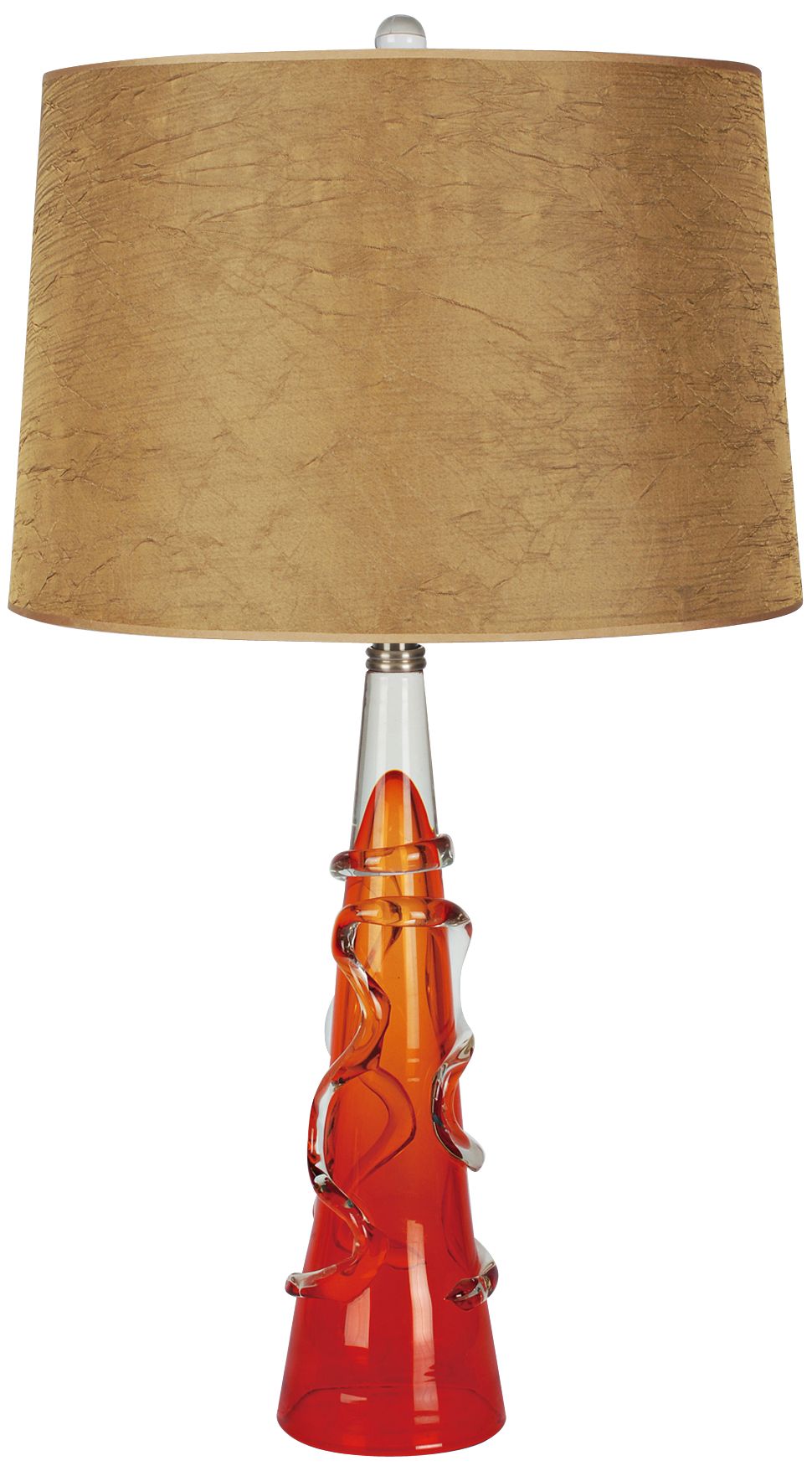 Poshe Red And Amber Glass Contemporary Table Lamp