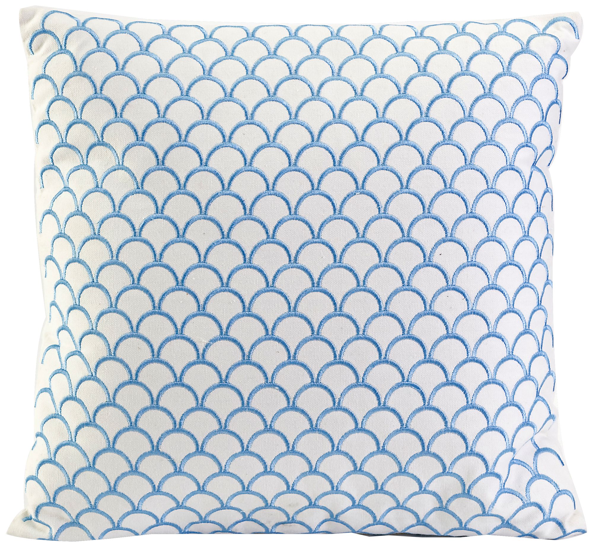 Suryan 17 3/4" Square Embroidered Blue Accent Pillow