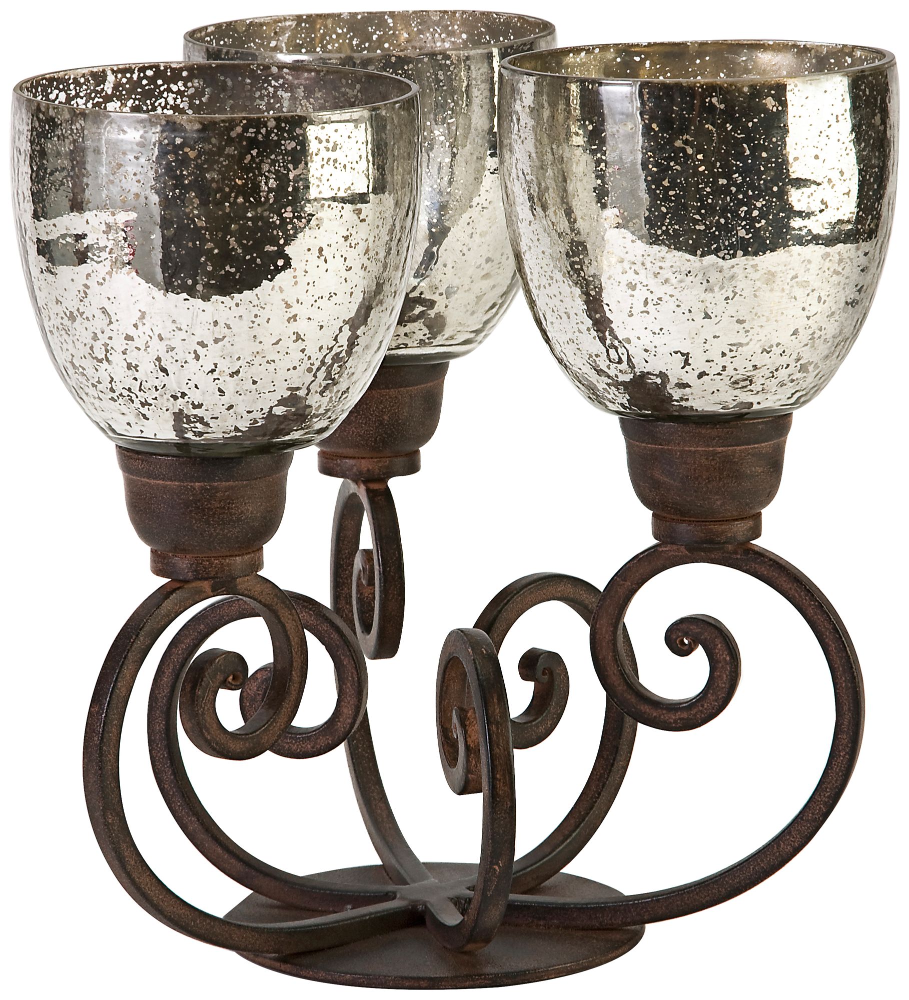 Robin 3-Light Iron and Mercury Glass Candelabra