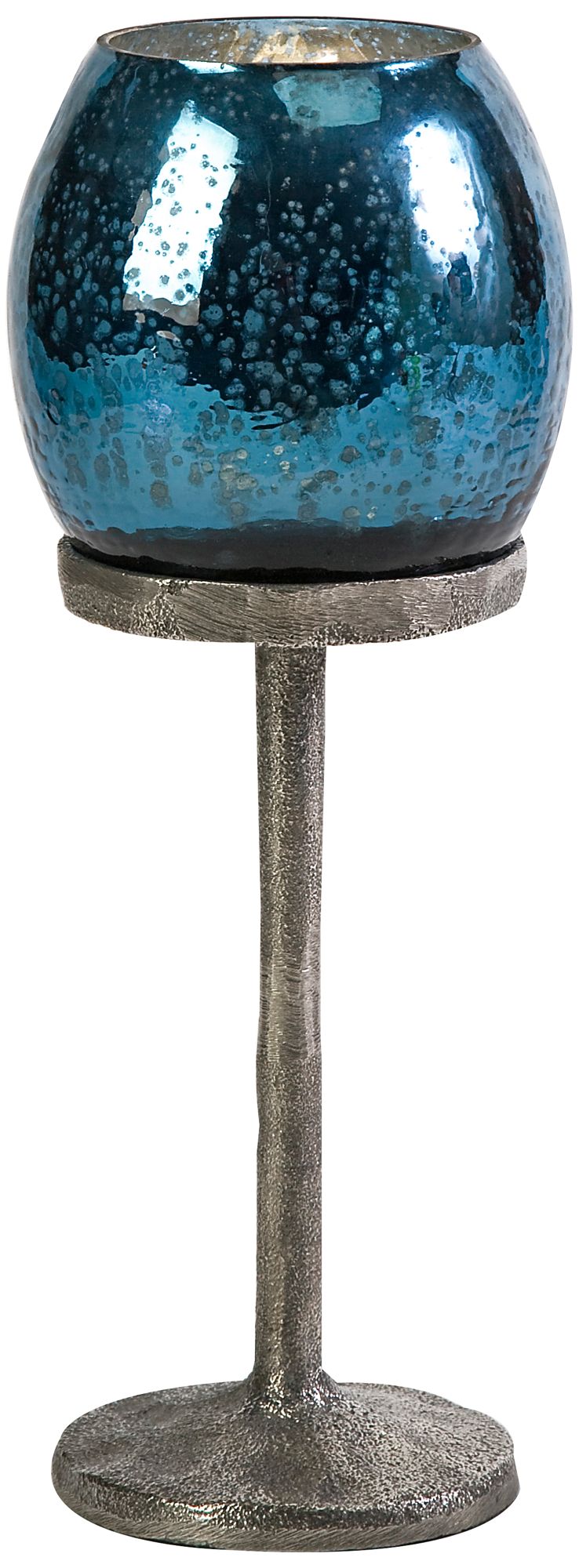Medium Ocean Blue Glass Votive Candlestick