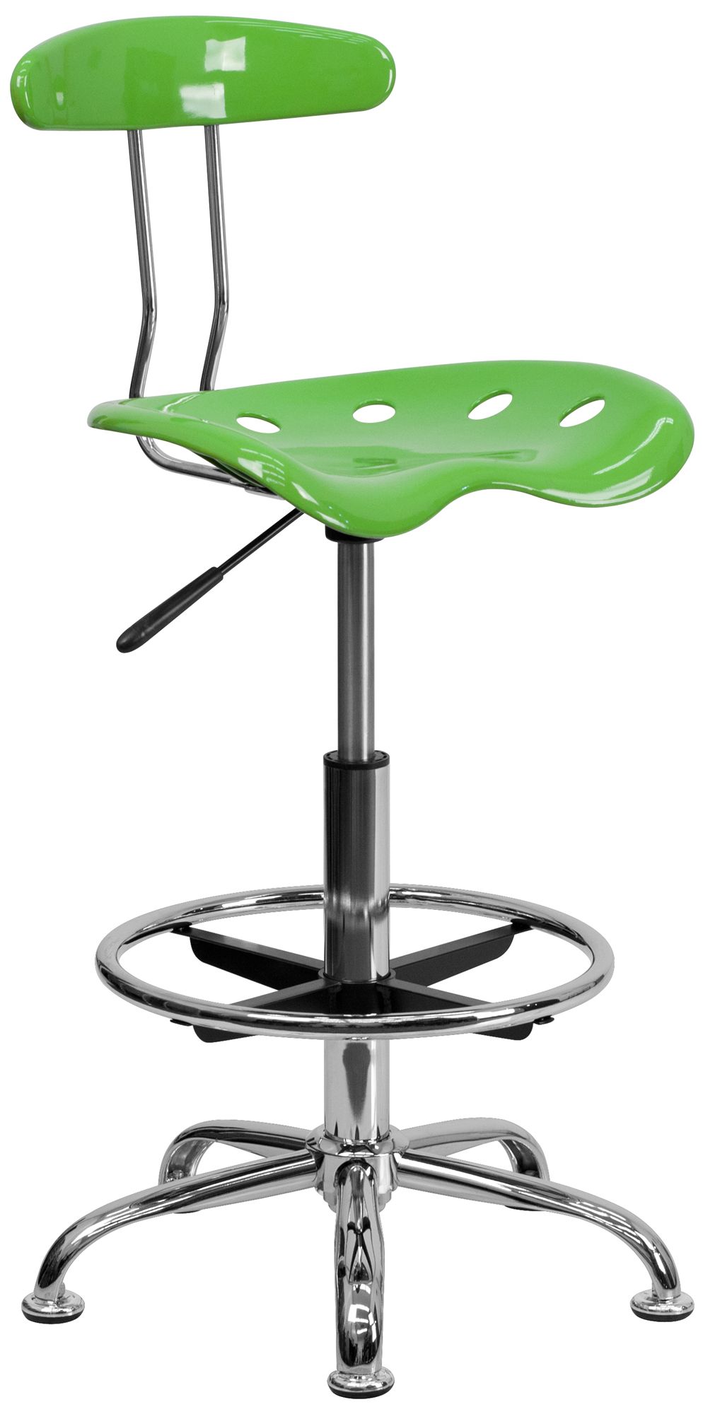 Tractor Chrome and Vibrant Lime Green Drafting Stool