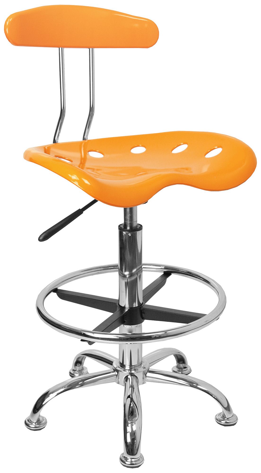 Tractor Chrome and Orange-Yellow Drafting Stool