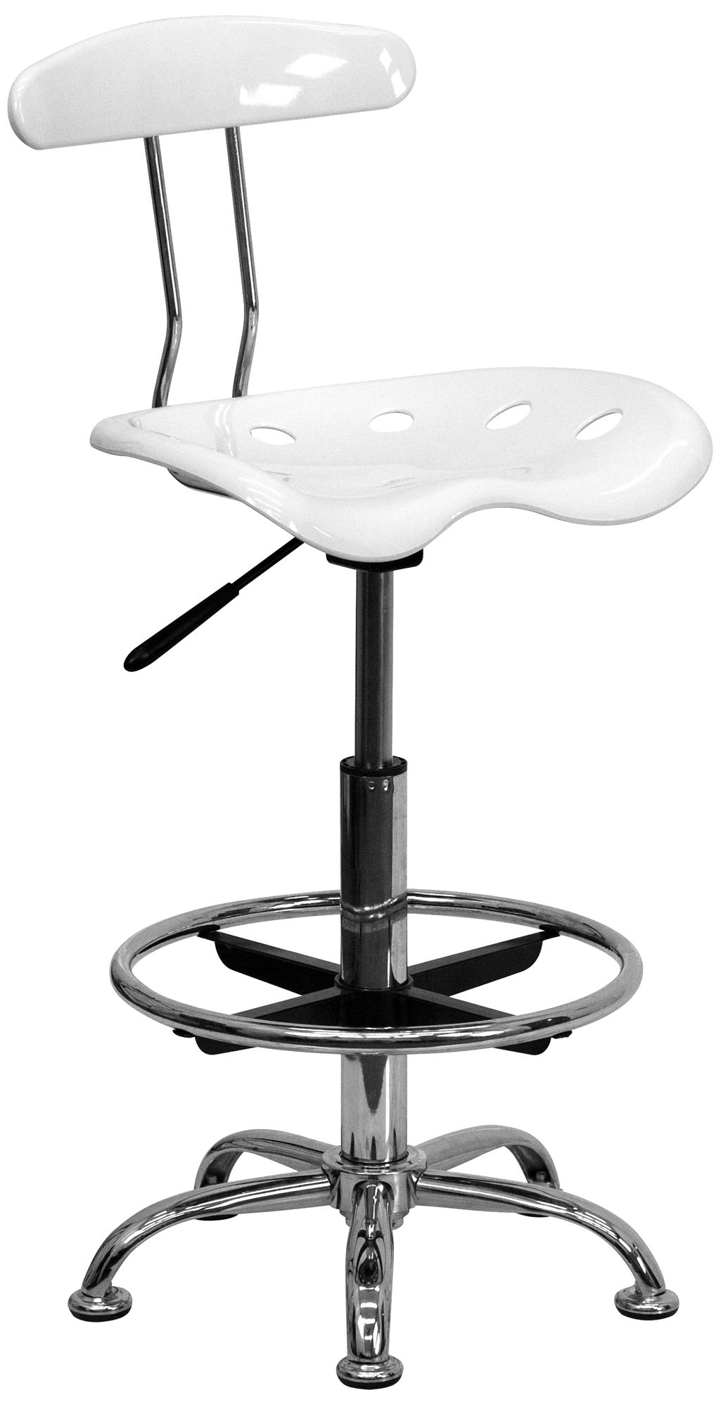 Tractor Chrome and Vibrant White Drafting Stool