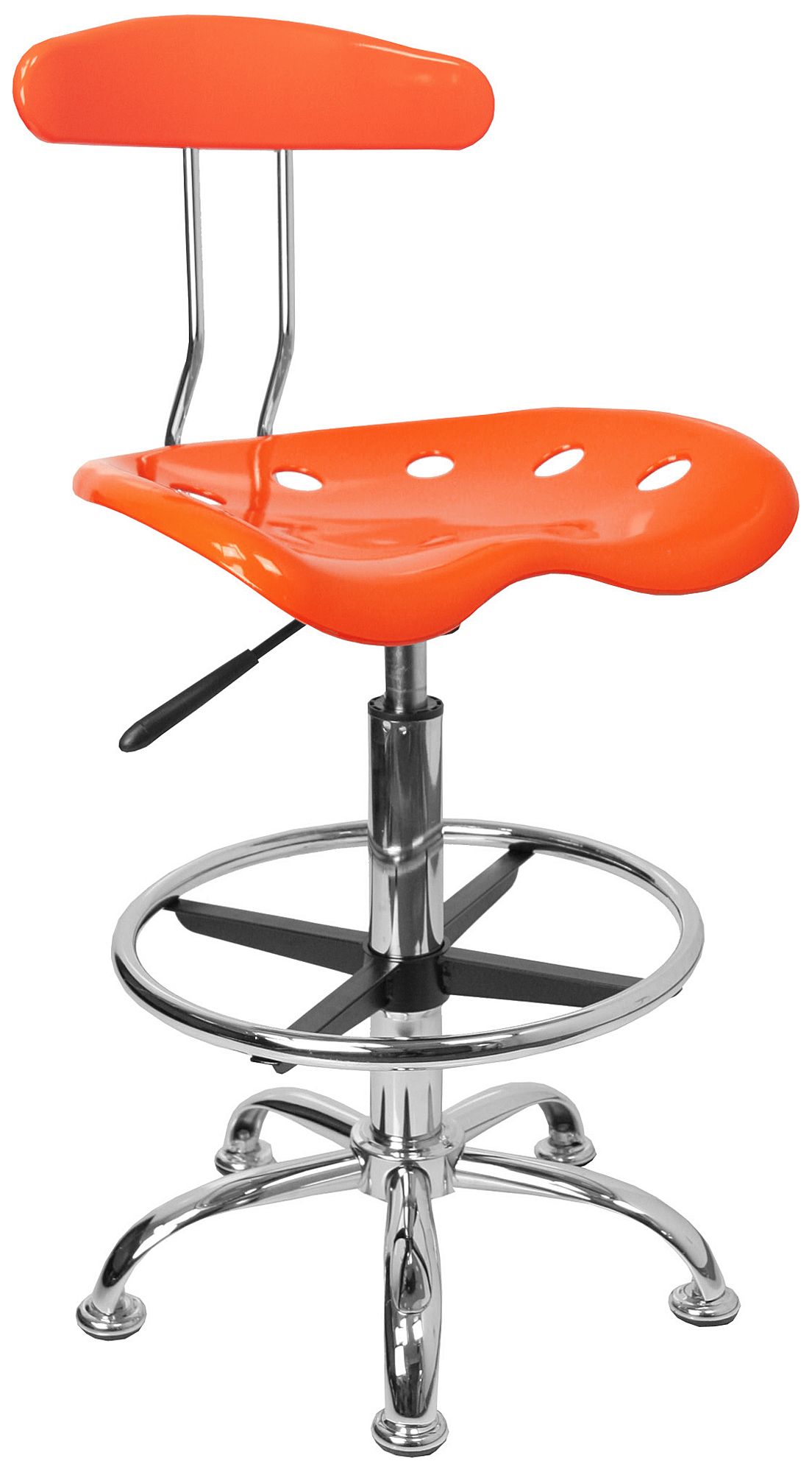 Tractor Chrome and Vibrant Orange Drafting Stool