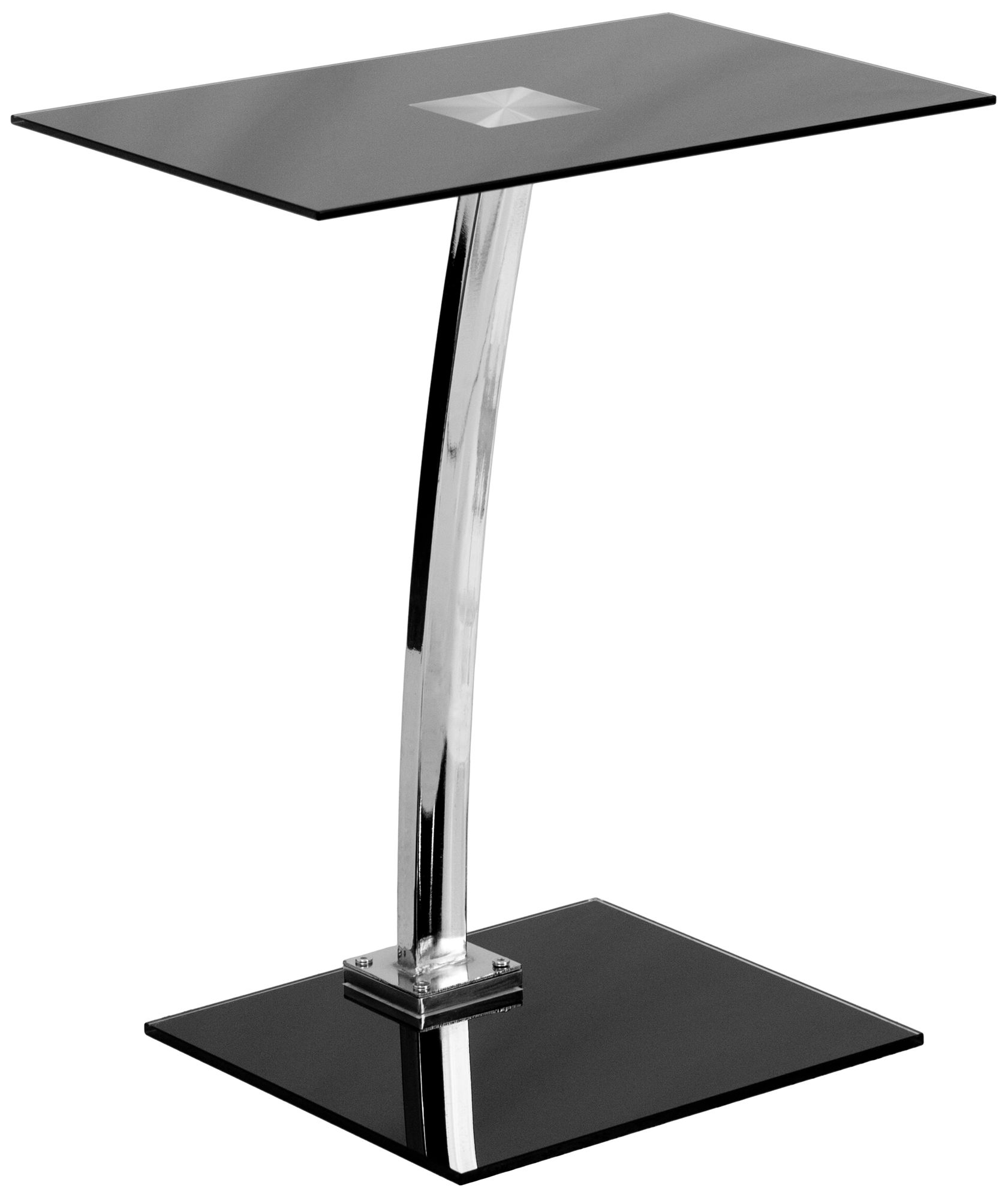 Chrome and Silk Black Glass Laptop Computer Desk