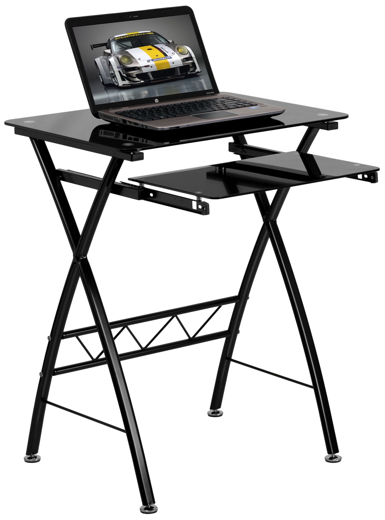 Tempered Glass Black Computer Desk