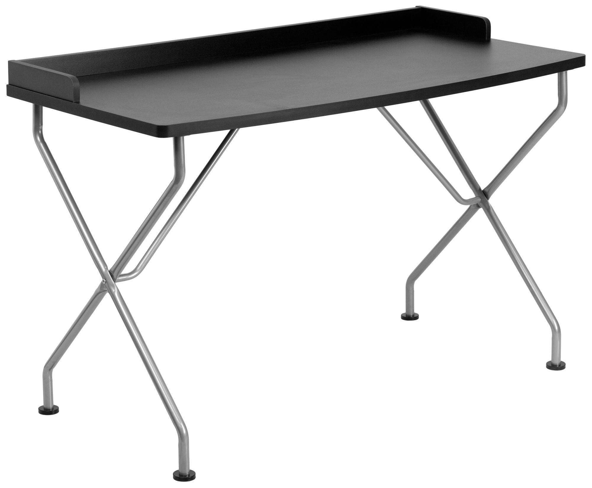 Silver Frame Black Computer Desk