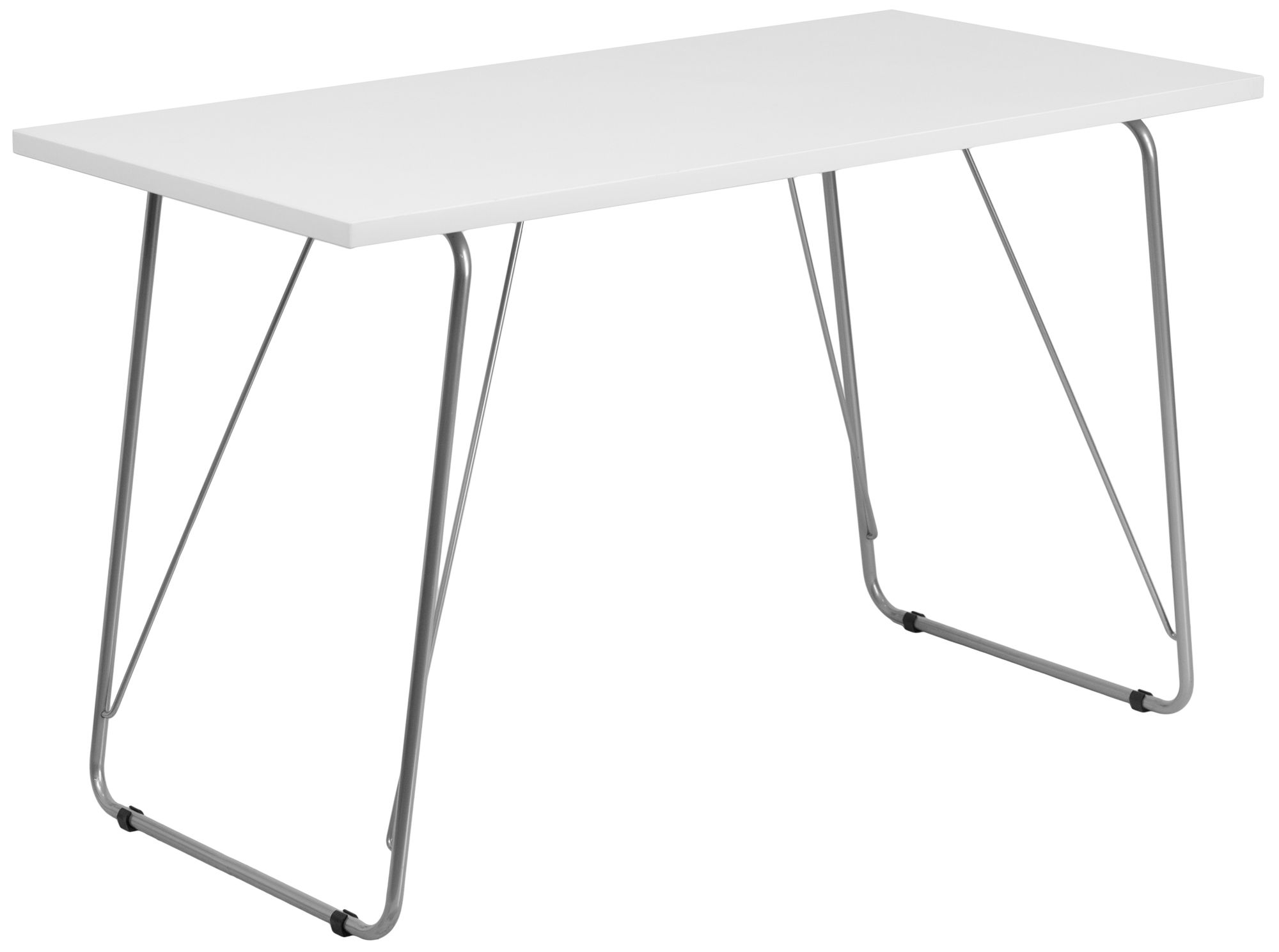Silver and White Desktop Computer Desk