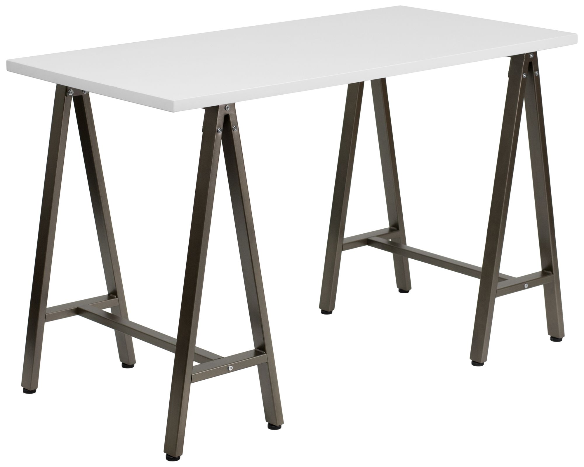 Sawhorse Brown and White Computer Desk