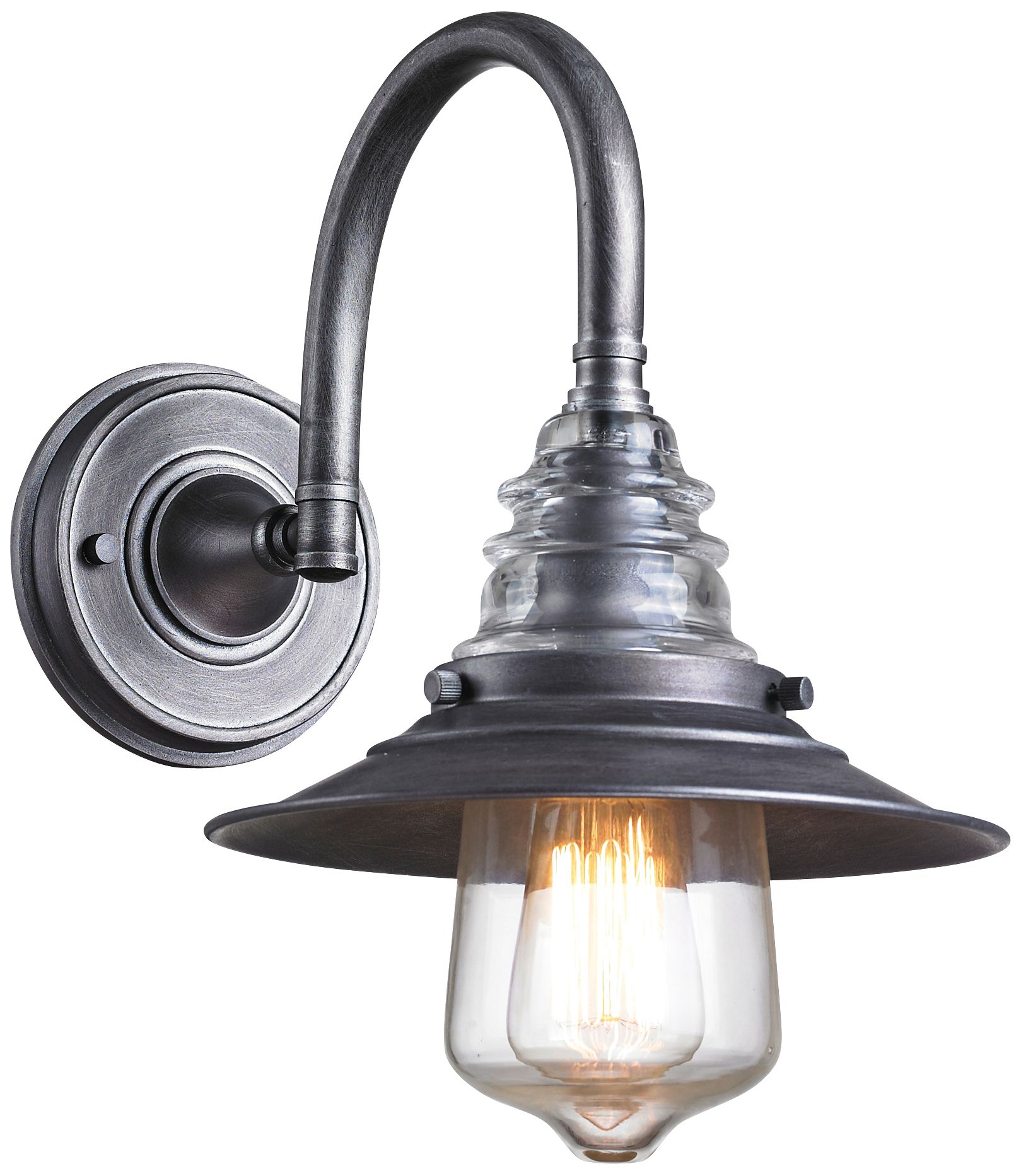 Industrial Insulator Glass Weathered Zinc Wall Lamp