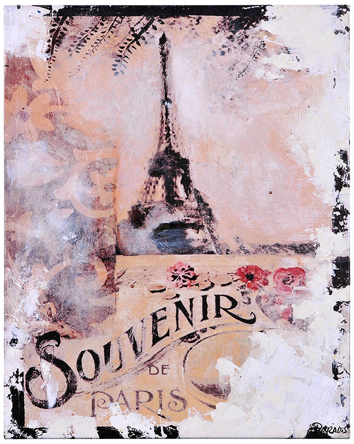 Memories of Paris IV 20" High Eiffel Tower Wall Art