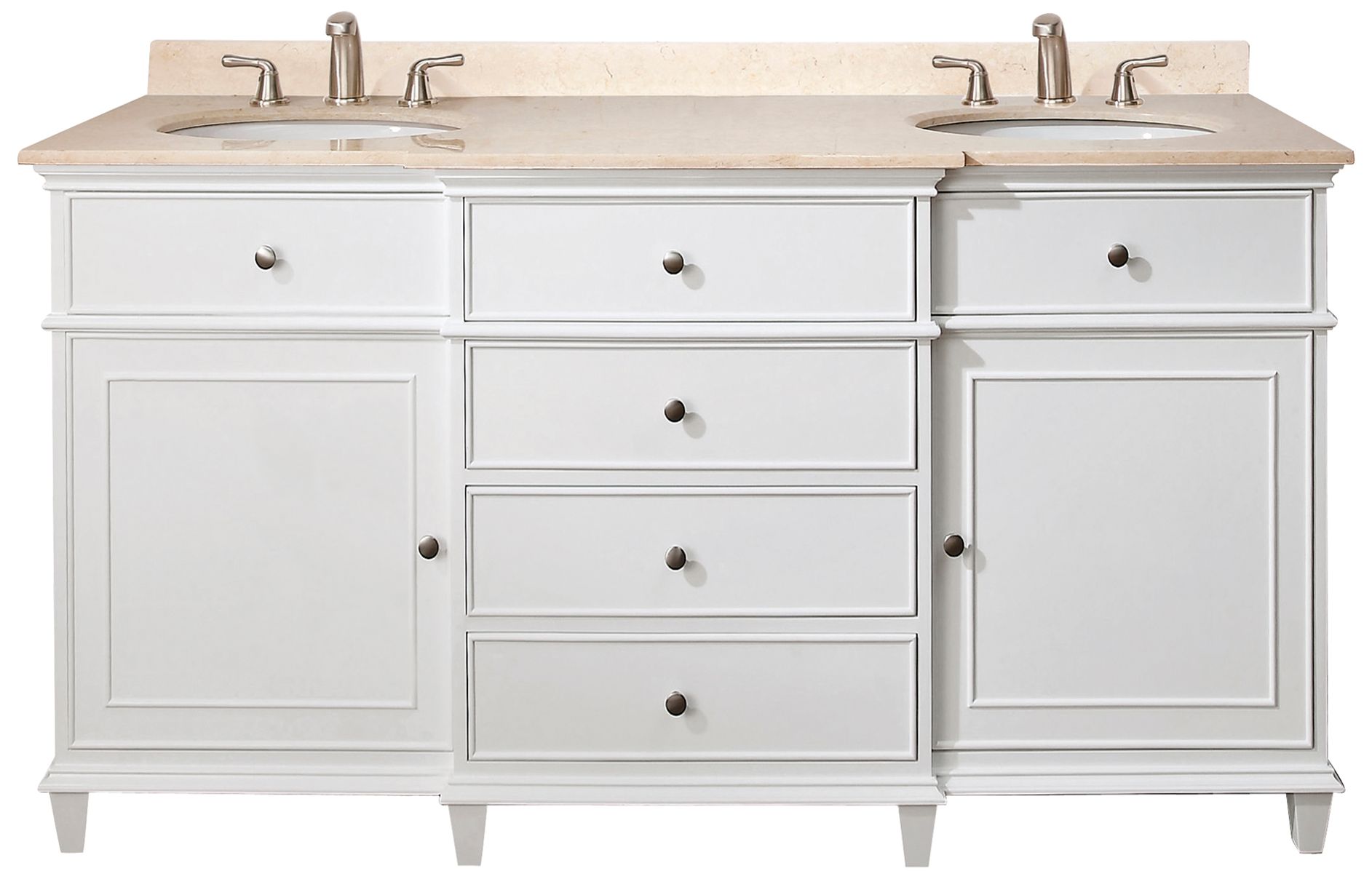 Avanity Windsor 60" Wide White Dual Sink Vanity Combo