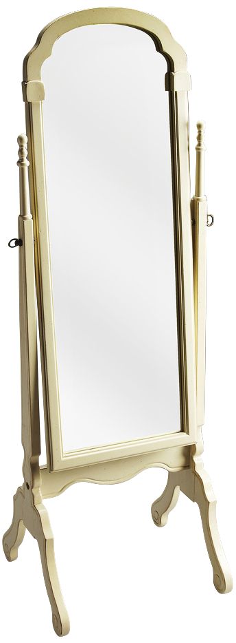 Antique Brass and Cream Tilting Cheval Mirror