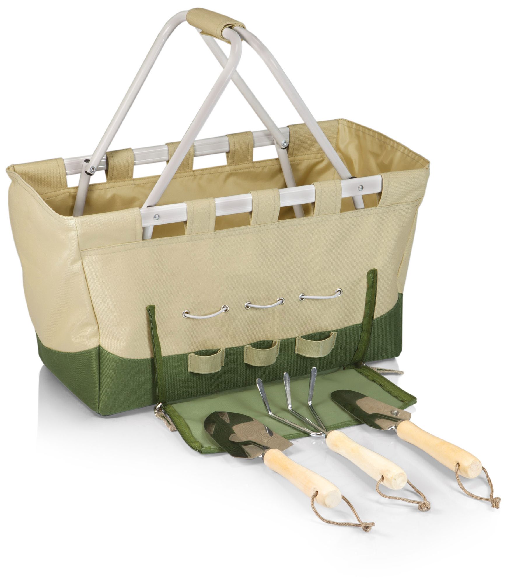 Metro Tan and Olive Green Garden Utility Basket