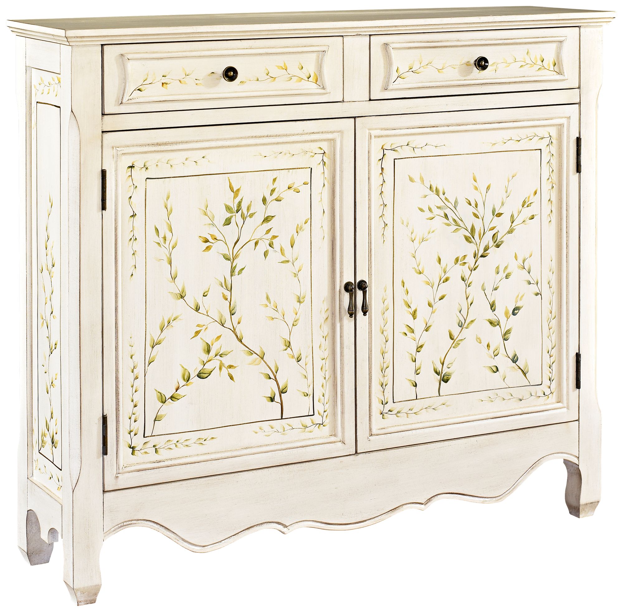 Distressed White Hand Painted Console