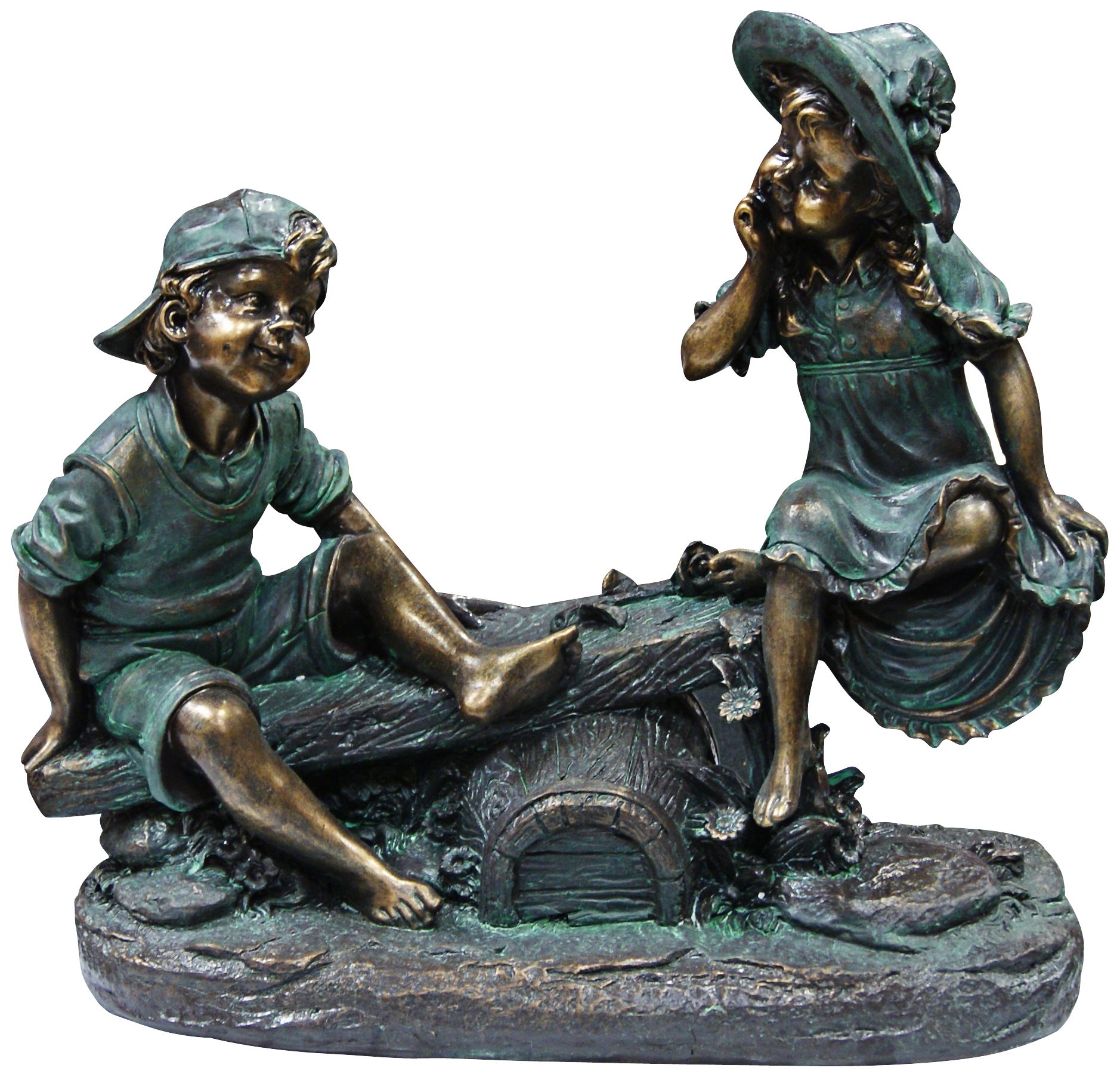Girl and Boy on Teeter Totter 14" High Outdoor Statue