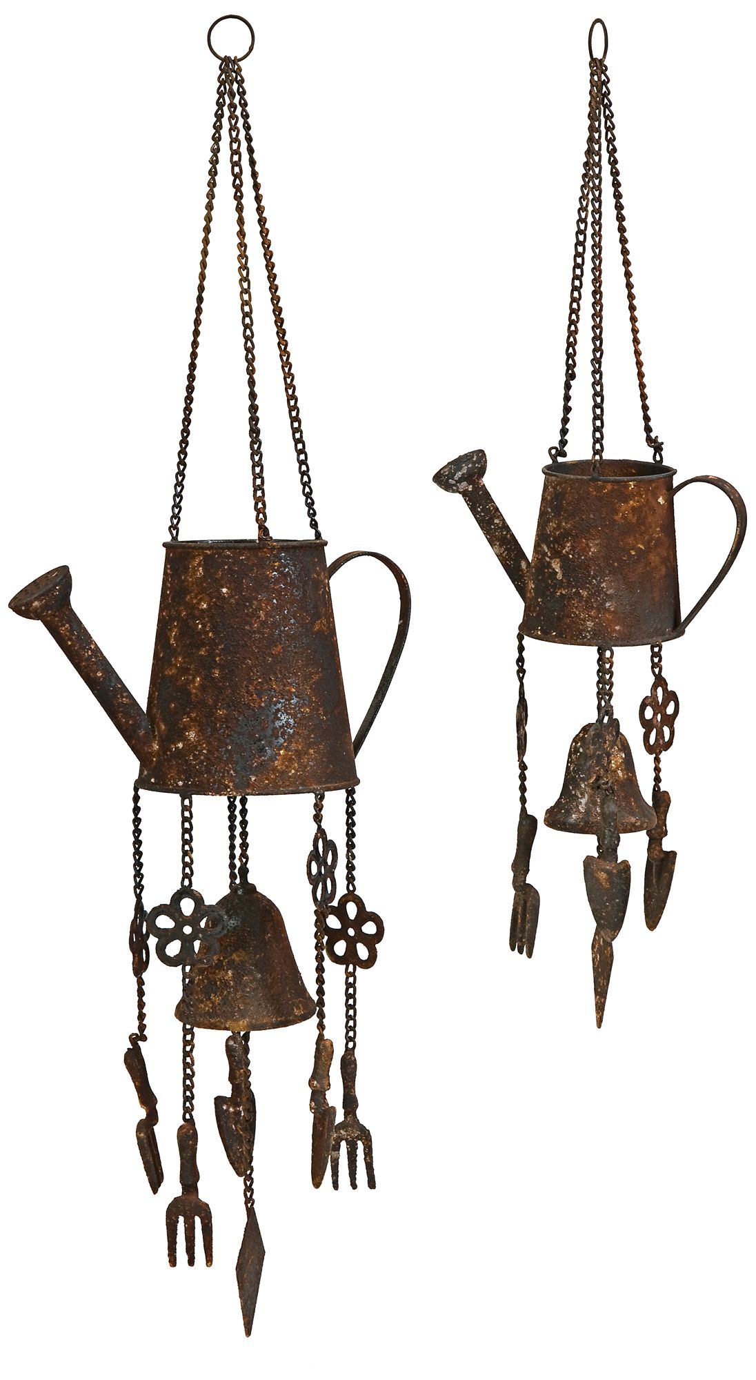 Set of 2 Iron Watering Can Wind Chimes