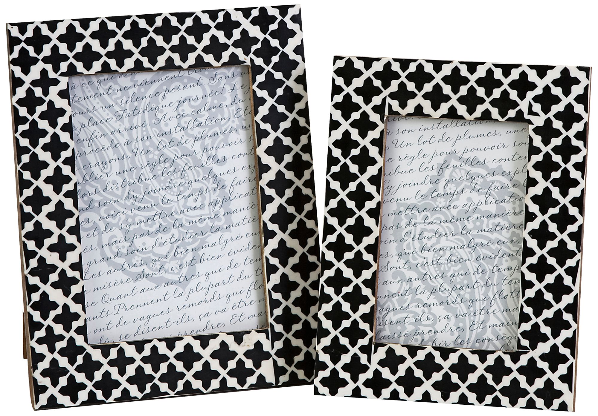 Set of 2 Lizzie White and Black Bone Photo Frames
