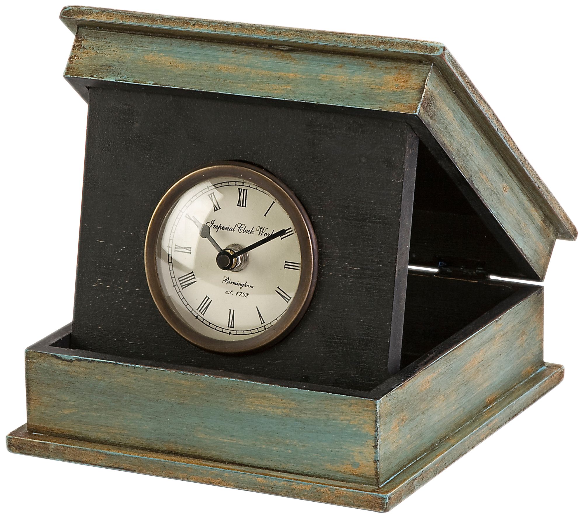 Circus Distressed Green Box Desk Clock