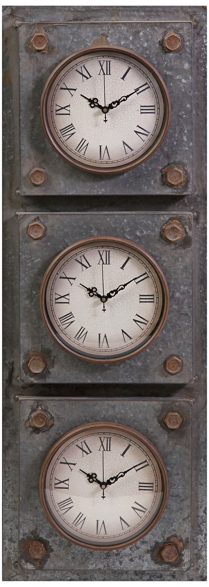Gilbert Galvanized Iron Triple Wall Clock