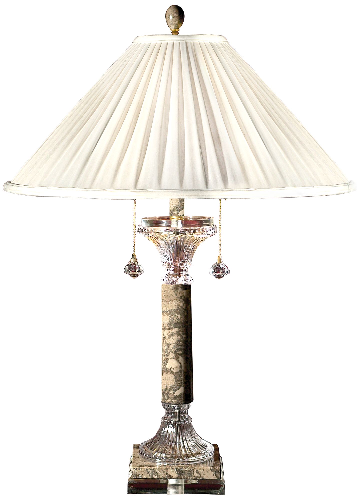 Bitias Crystal and Taupe Gray Marble Table Lamp