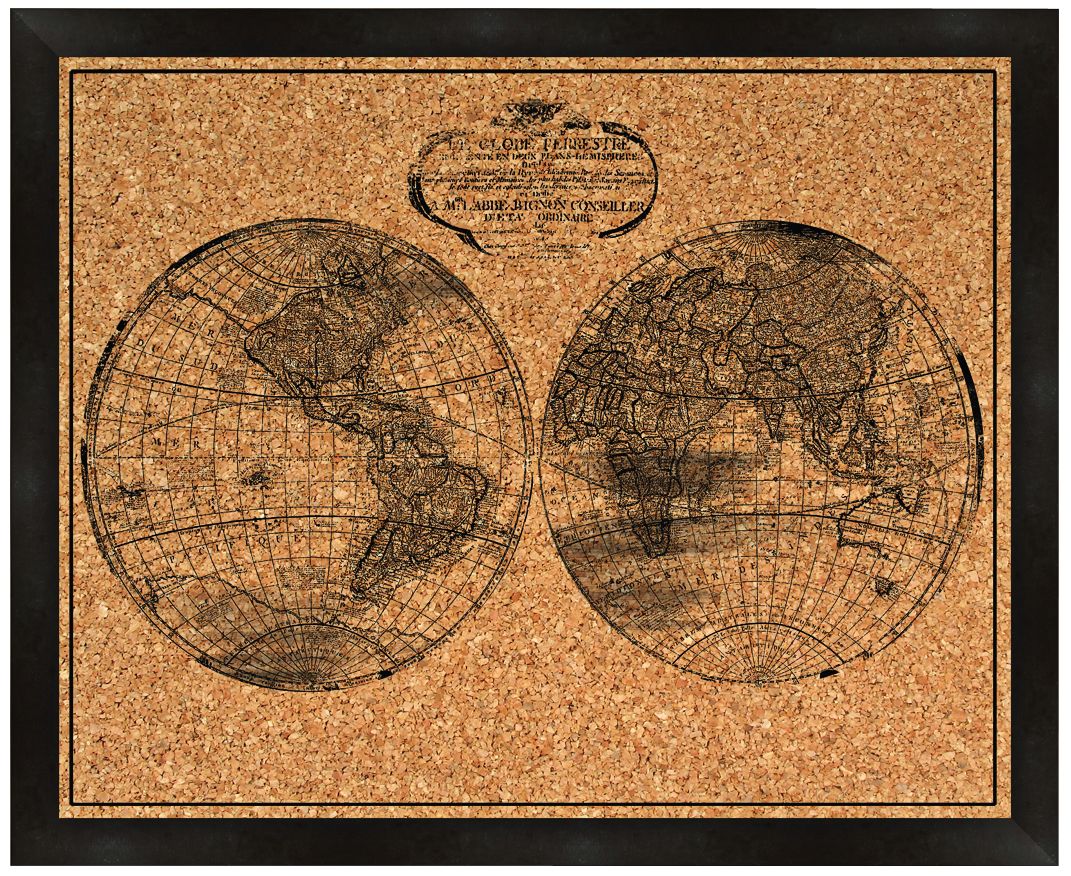 World Silkscreened 22" Wide Corkboard