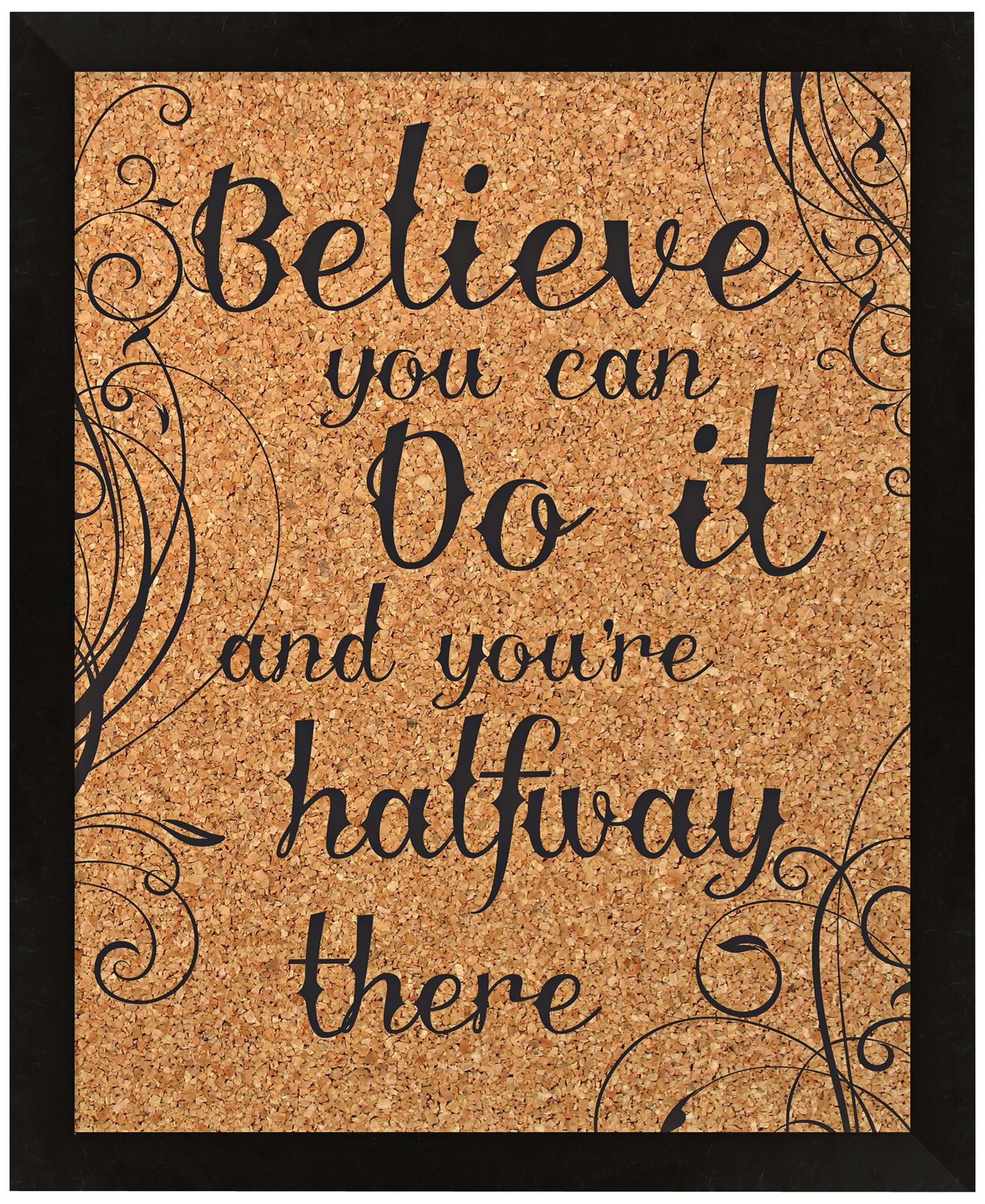 Believe Silkscreened 18" Wide Corkboard